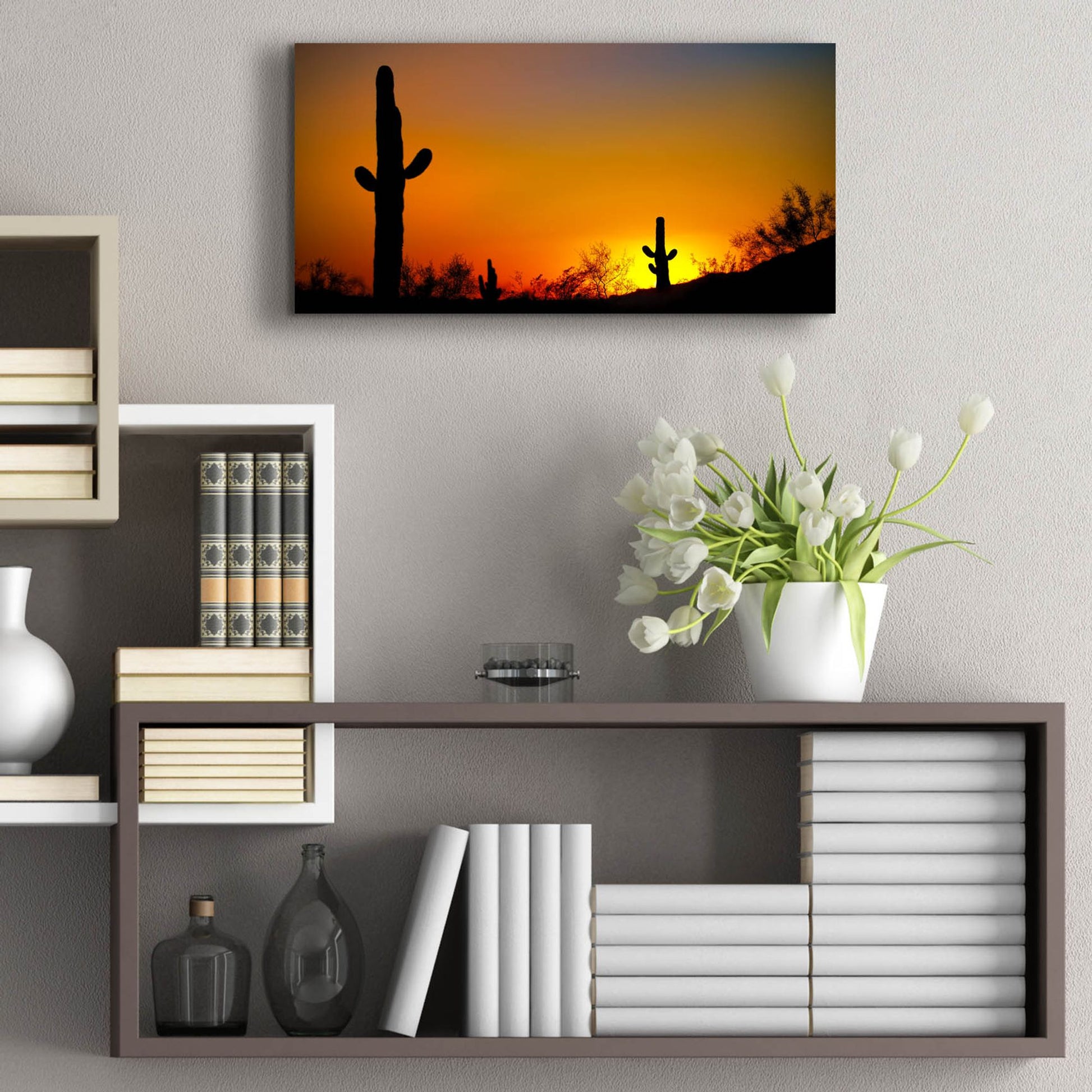 Epic Art 'Desert Sunset' by Jonathan Ross, Acrylic Glass Wall Art,24x12