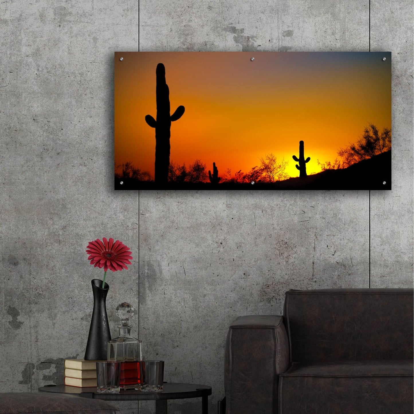 Epic Art 'Desert Sunset' by Jonathan Ross, Acrylic Glass Wall Art,48x24