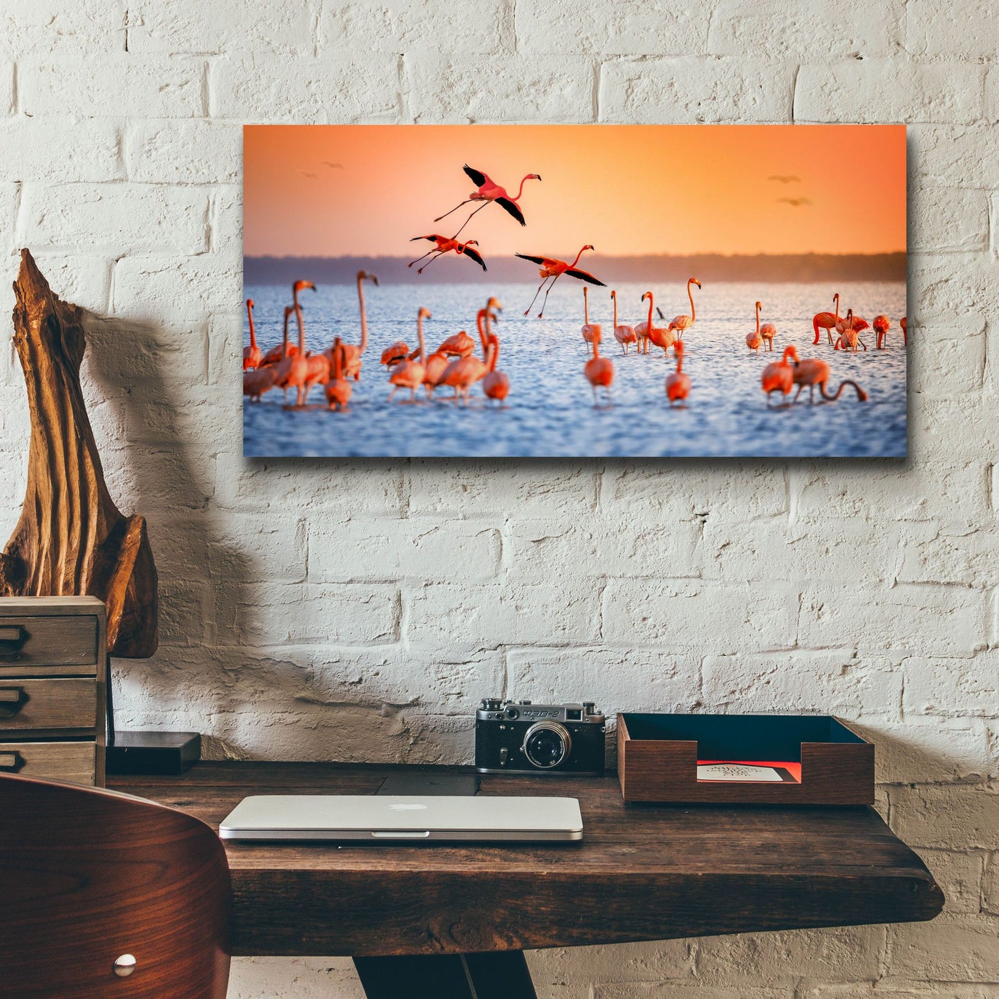 Epic Art 'Flamingo Flight' by Jonathan Ross, Acrylic Glass Wall Art,24x12