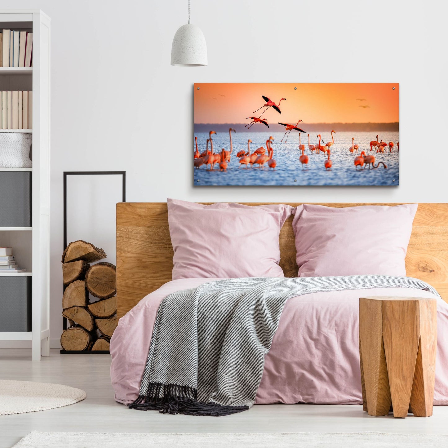 Epic Art 'Flamingo Flight' by Jonathan Ross, Acrylic Glass Wall Art,48x24