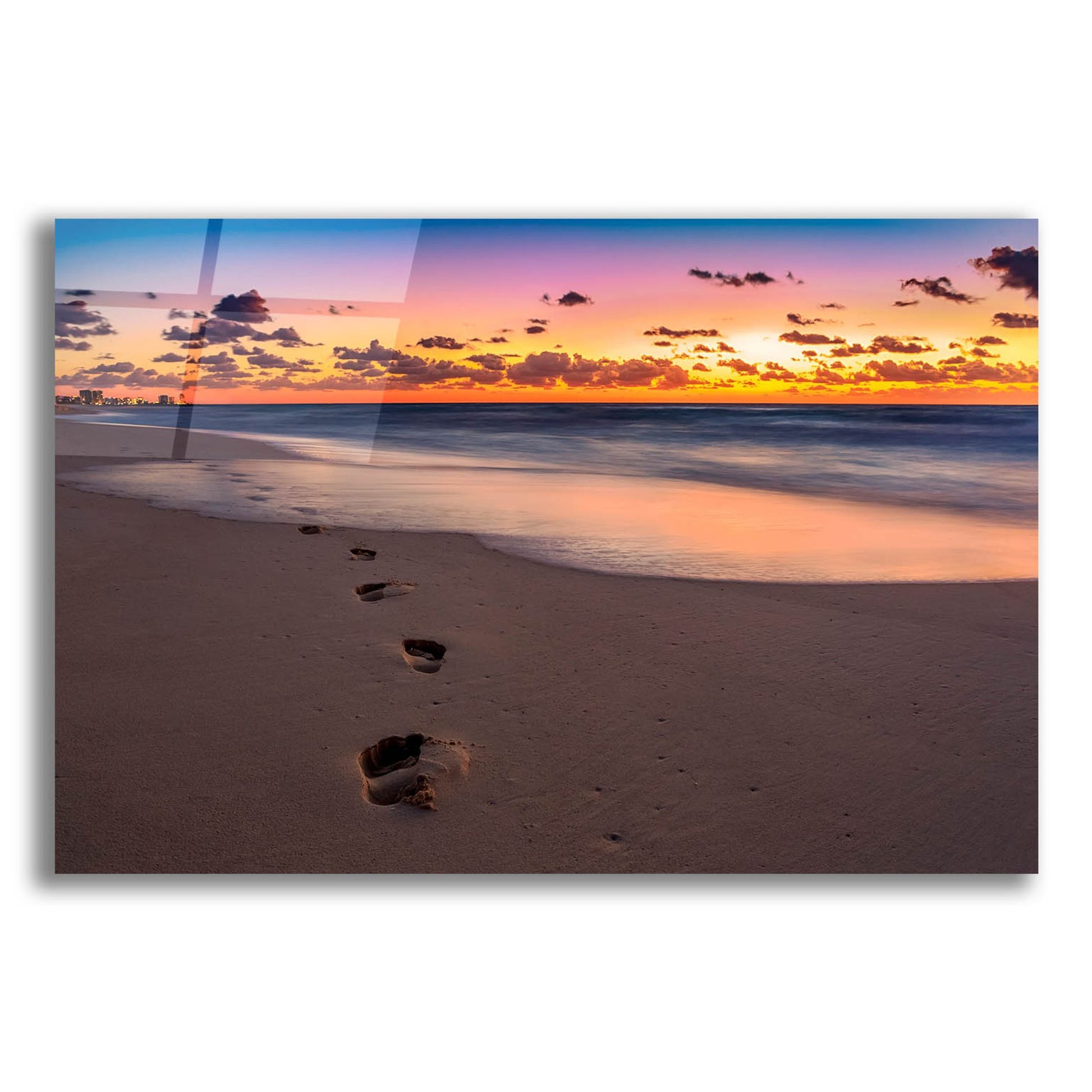 Epic Art 'Footsteps At Sunrise' by Jonathan Ross, Acrylic Glass Wall Art,16x12