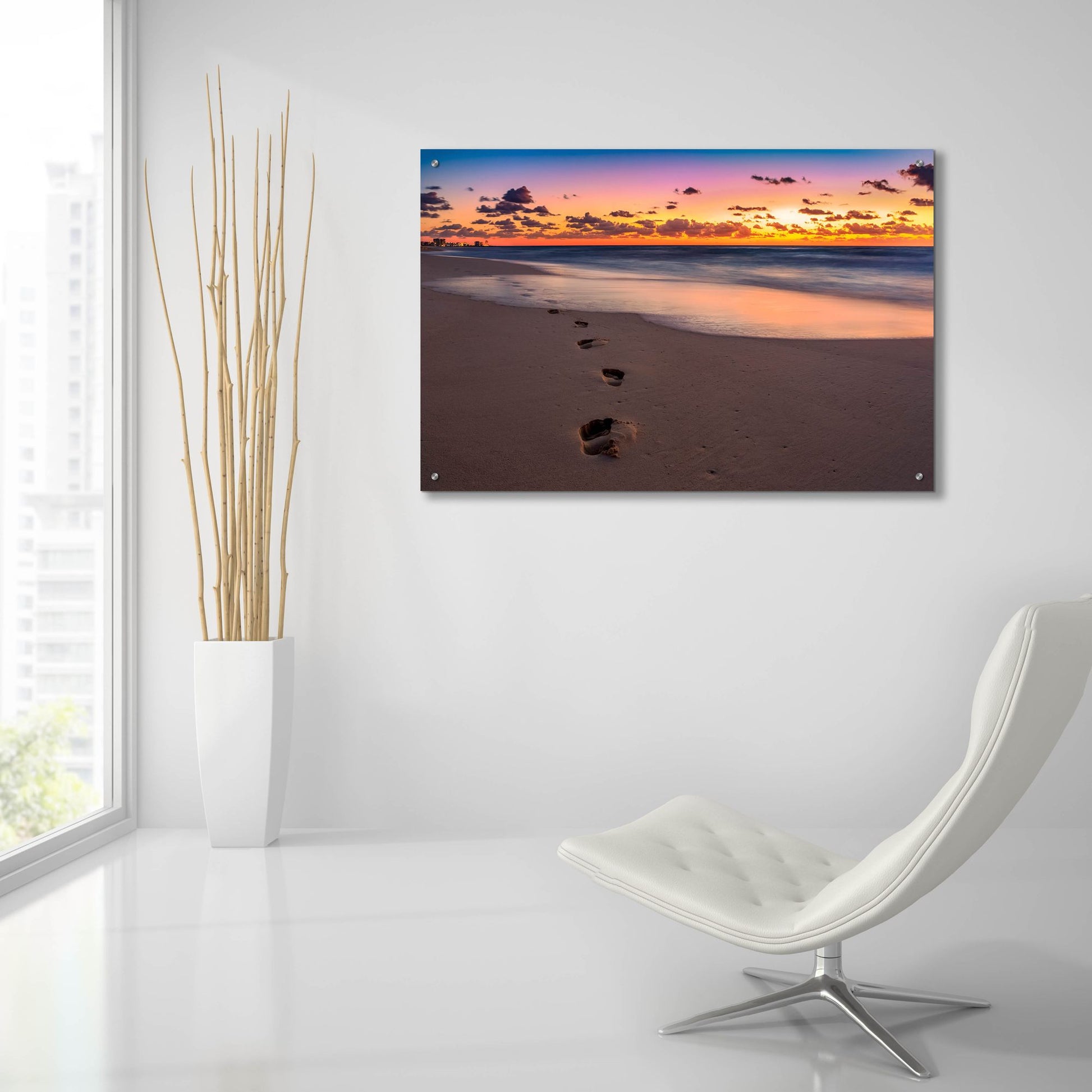 Epic Art 'Footsteps At Sunrise' by Jonathan Ross, Acrylic Glass Wall Art,36x24