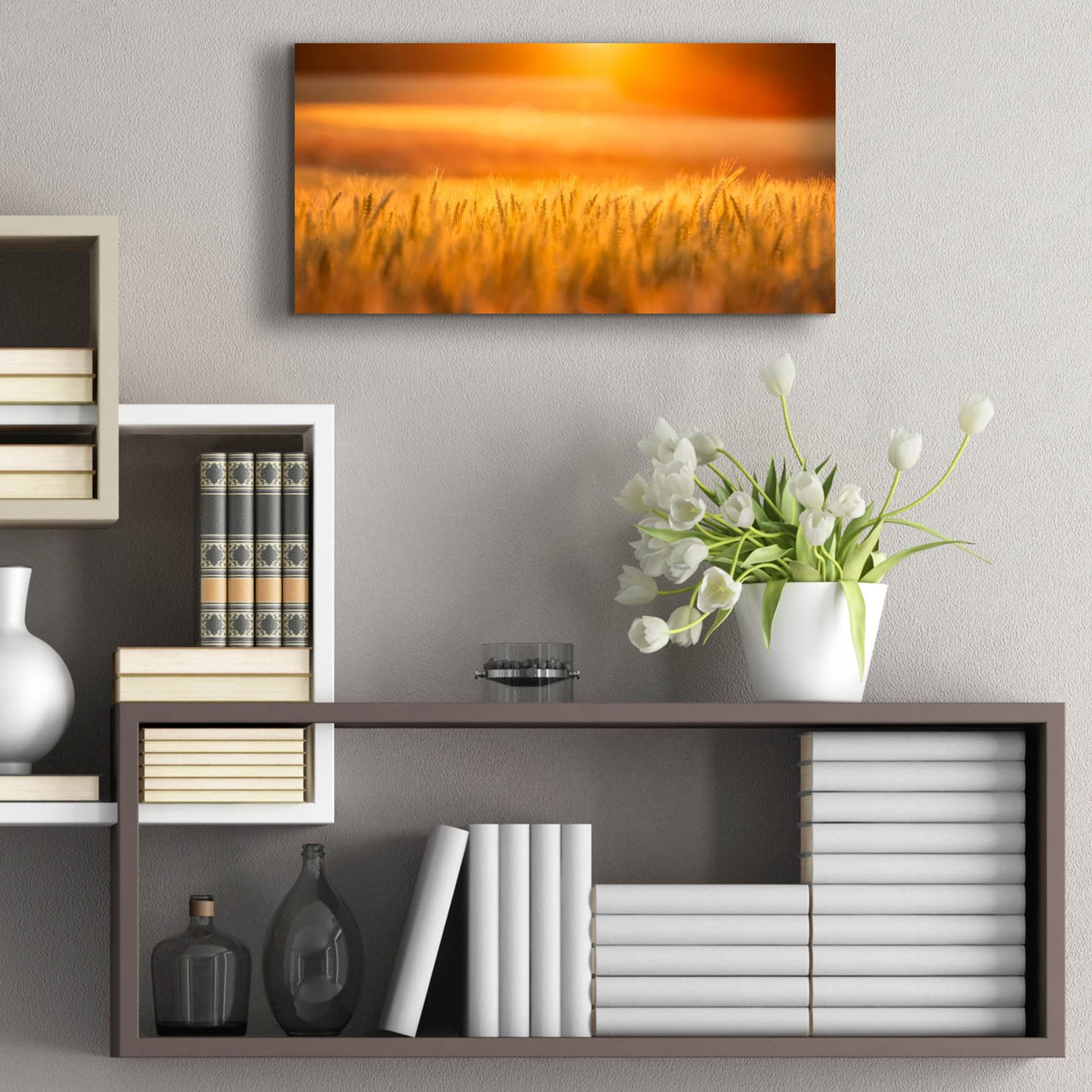 Epic Art 'Golden Wheat' by Jonathan Ross, Acrylic Glass Wall Art,24x12