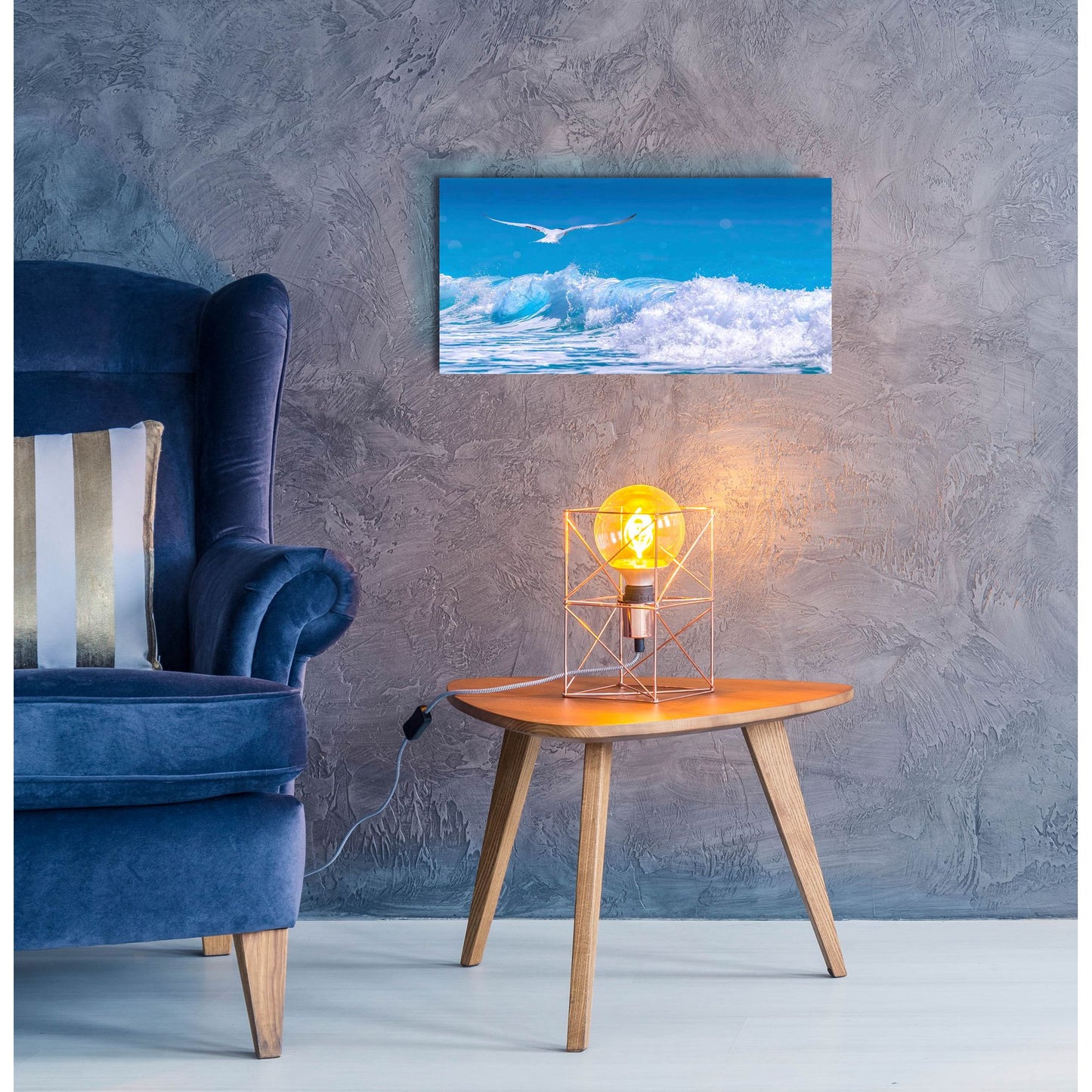 Epic Art 'Gull In The Waves' by Jonathan Ross, Acrylic Glass Wall Art,24x12