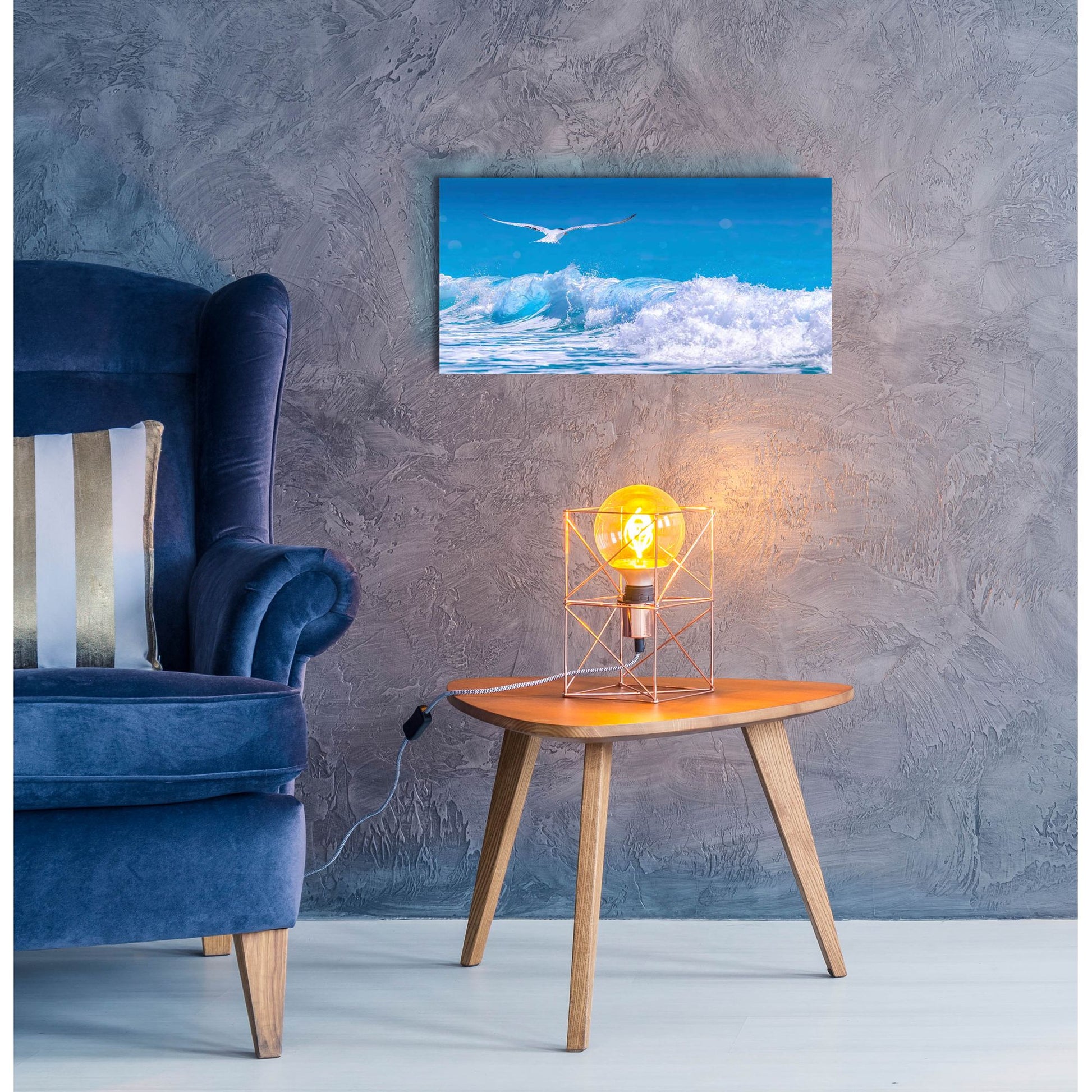 Epic Art 'Gull In The Waves' by Jonathan Ross, Acrylic Glass Wall Art,24x12