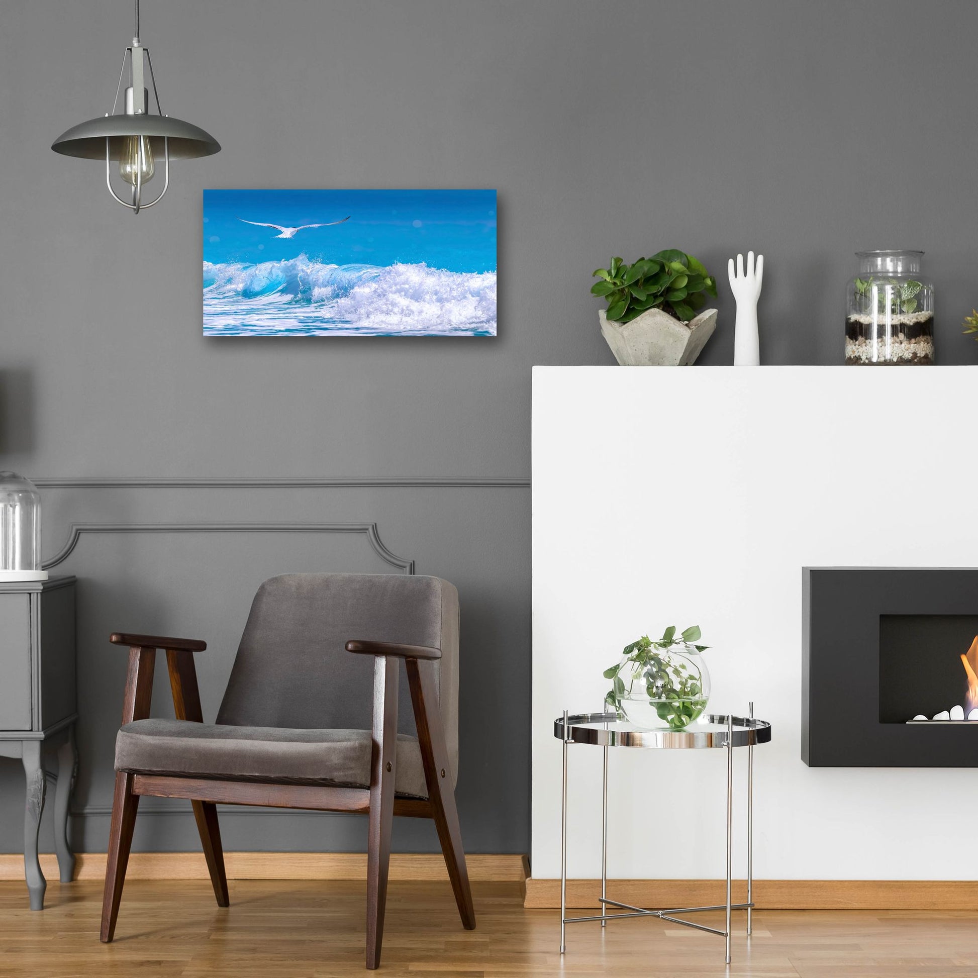 Epic Art 'Gull In The Waves' by Jonathan Ross, Acrylic Glass Wall Art,24x12