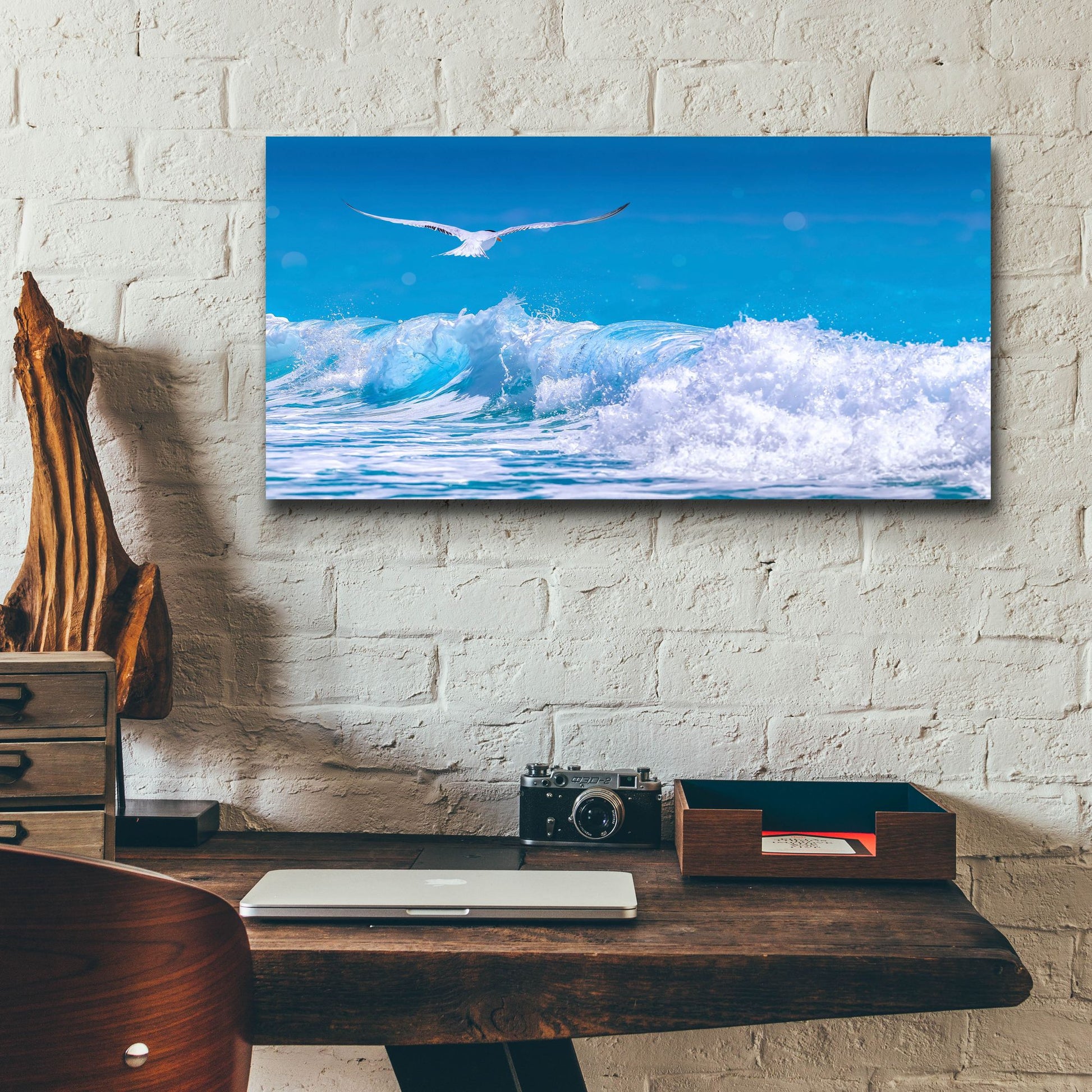Epic Art 'Gull In The Waves' by Jonathan Ross, Acrylic Glass Wall Art,24x12