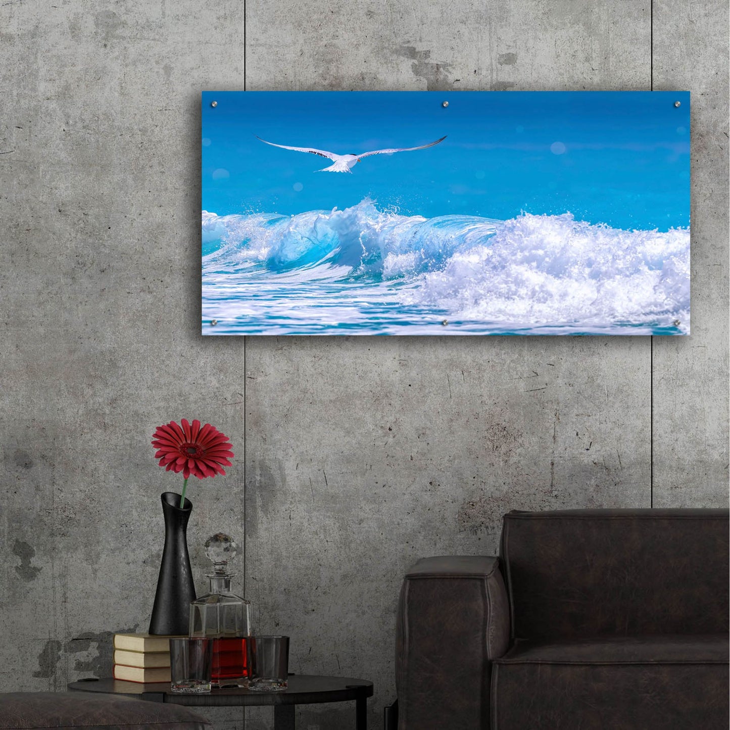Epic Art 'Gull In The Waves' by Jonathan Ross, Acrylic Glass Wall Art,48x24