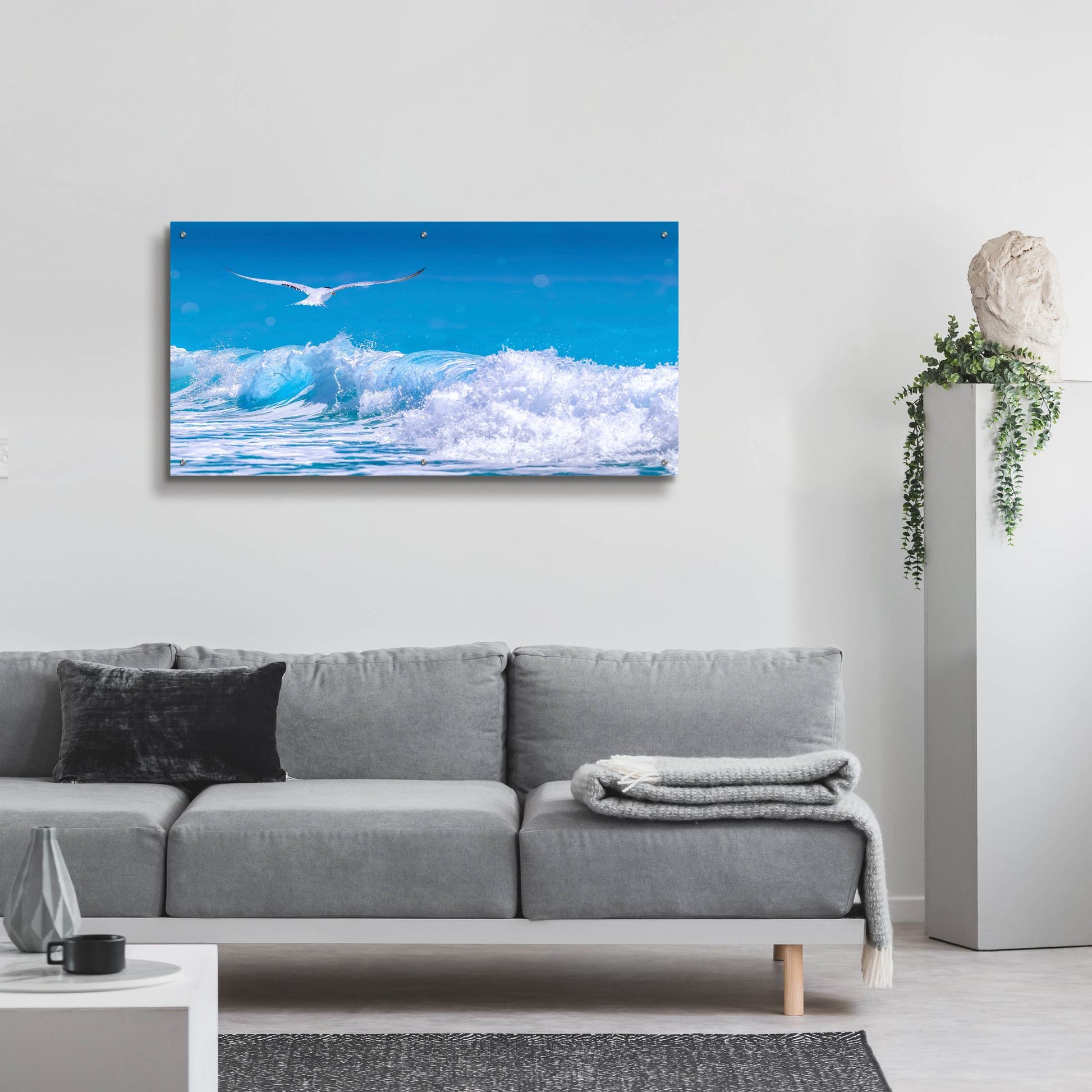 Epic Art 'Gull In The Waves' by Jonathan Ross, Acrylic Glass Wall Art,48x24