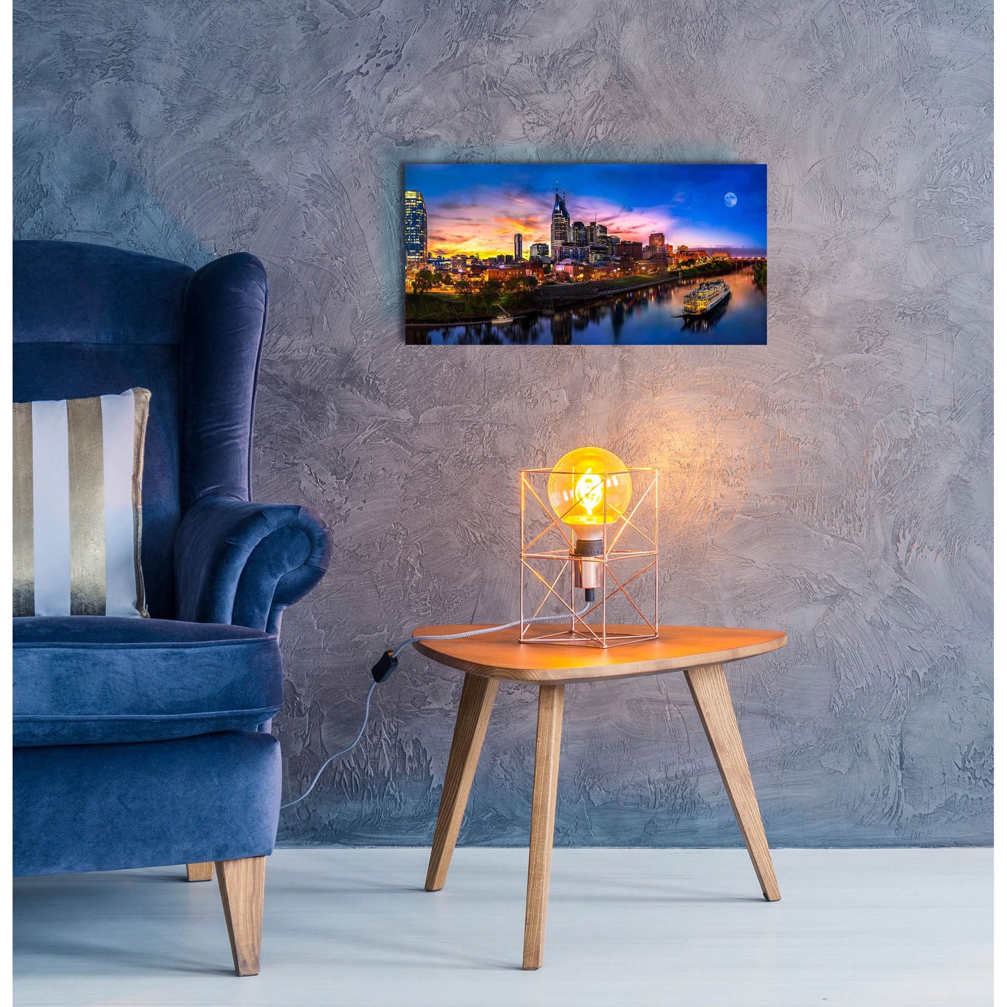Epic Art 'Moon Over Nashville' by Jonathan Ross, Acrylic Glass Wall Art,24x12