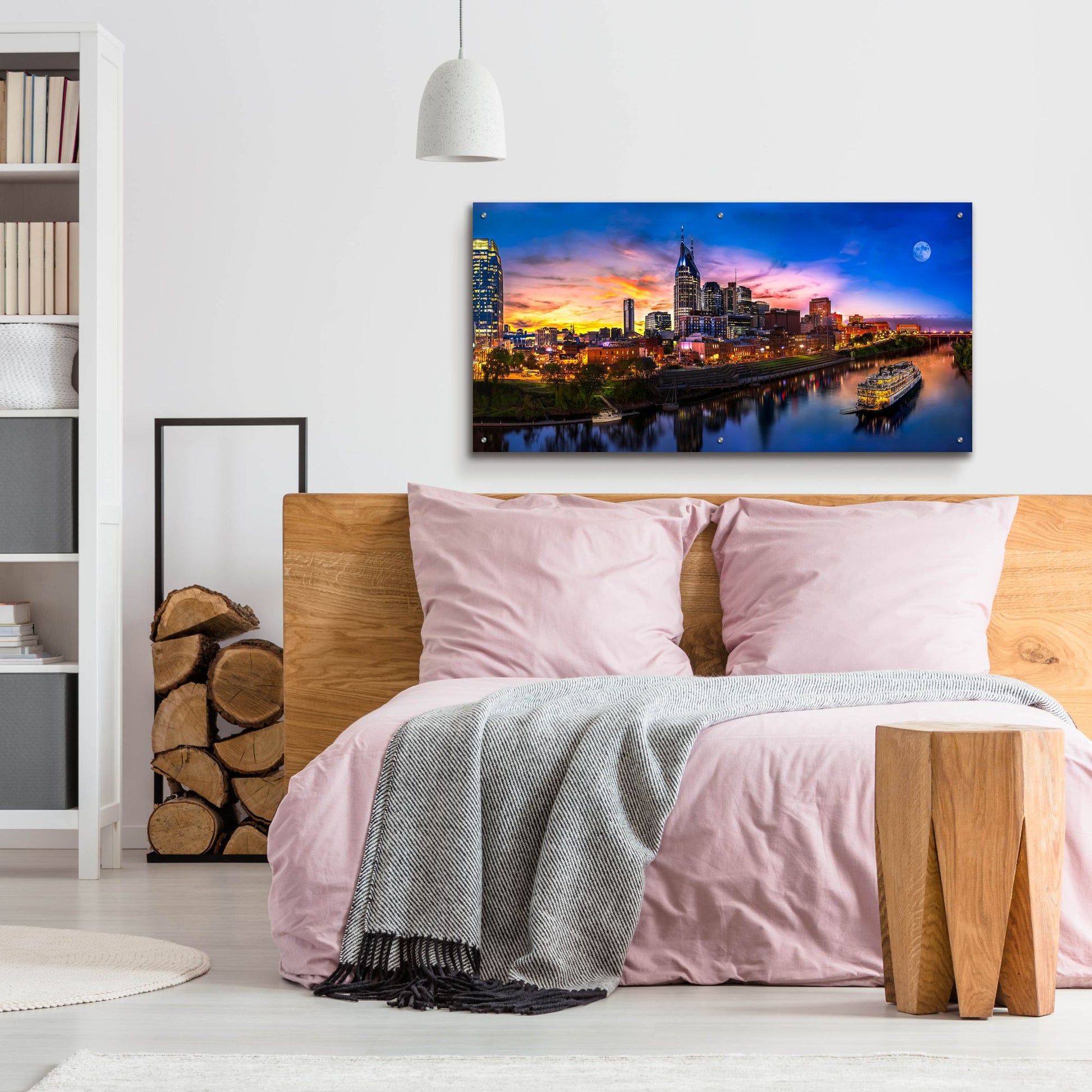 Epic Art 'Moon Over Nashville' by Jonathan Ross, Acrylic Glass Wall Art,48x24