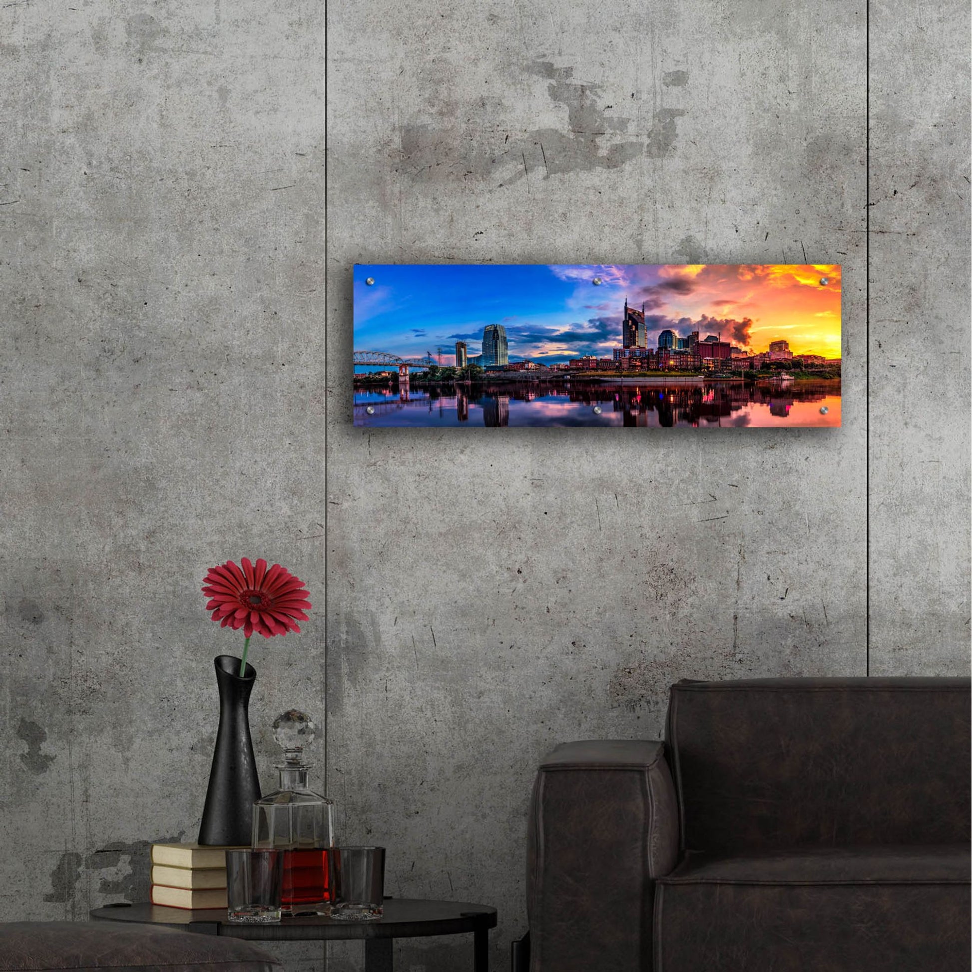 Epic Art 'Nashvile After The Storm' by Jonathan Ross, Acrylic Glass Wall Art,36x12