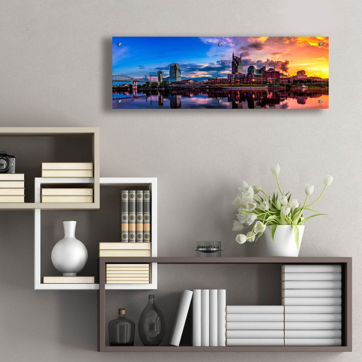 Epic Art 'Nashvile After The Storm' by Jonathan Ross, Acrylic Glass Wall Art,36x12