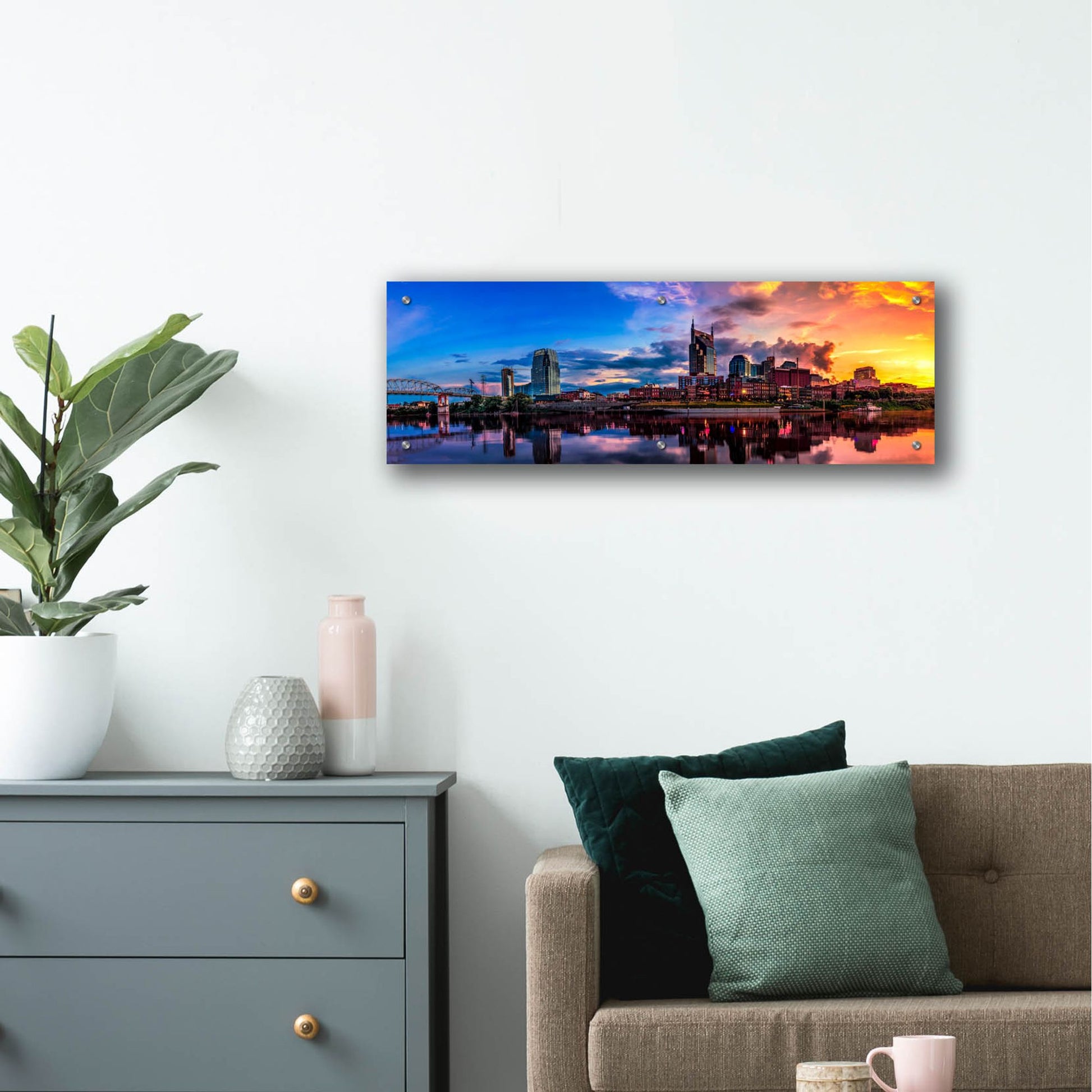 Epic Art 'Nashvile After The Storm' by Jonathan Ross, Acrylic Glass Wall Art,36x12