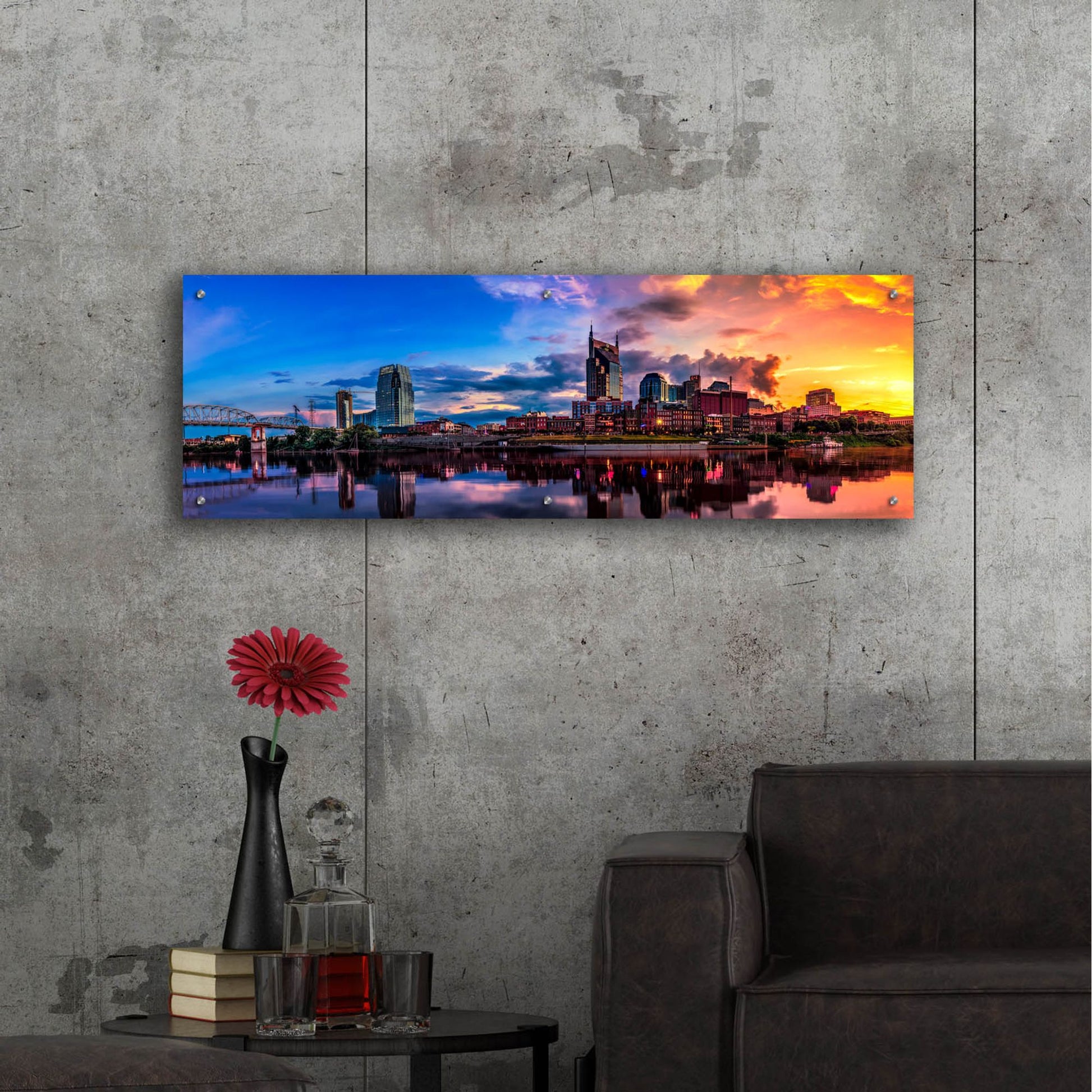 Epic Art 'Nashvile After The Storm' by Jonathan Ross, Acrylic Glass Wall Art,48x16