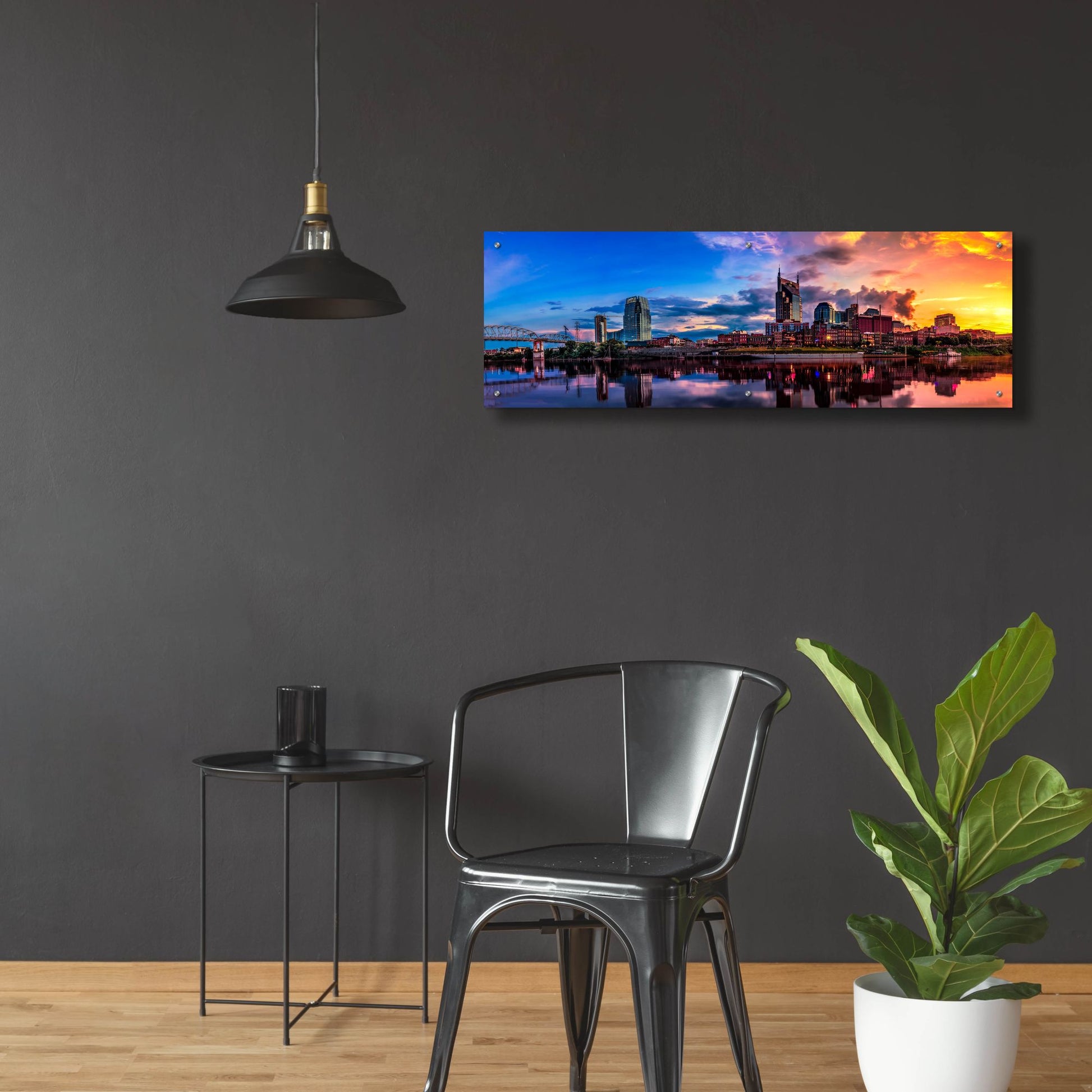 Epic Art 'Nashvile After The Storm' by Jonathan Ross, Acrylic Glass Wall Art,48x16