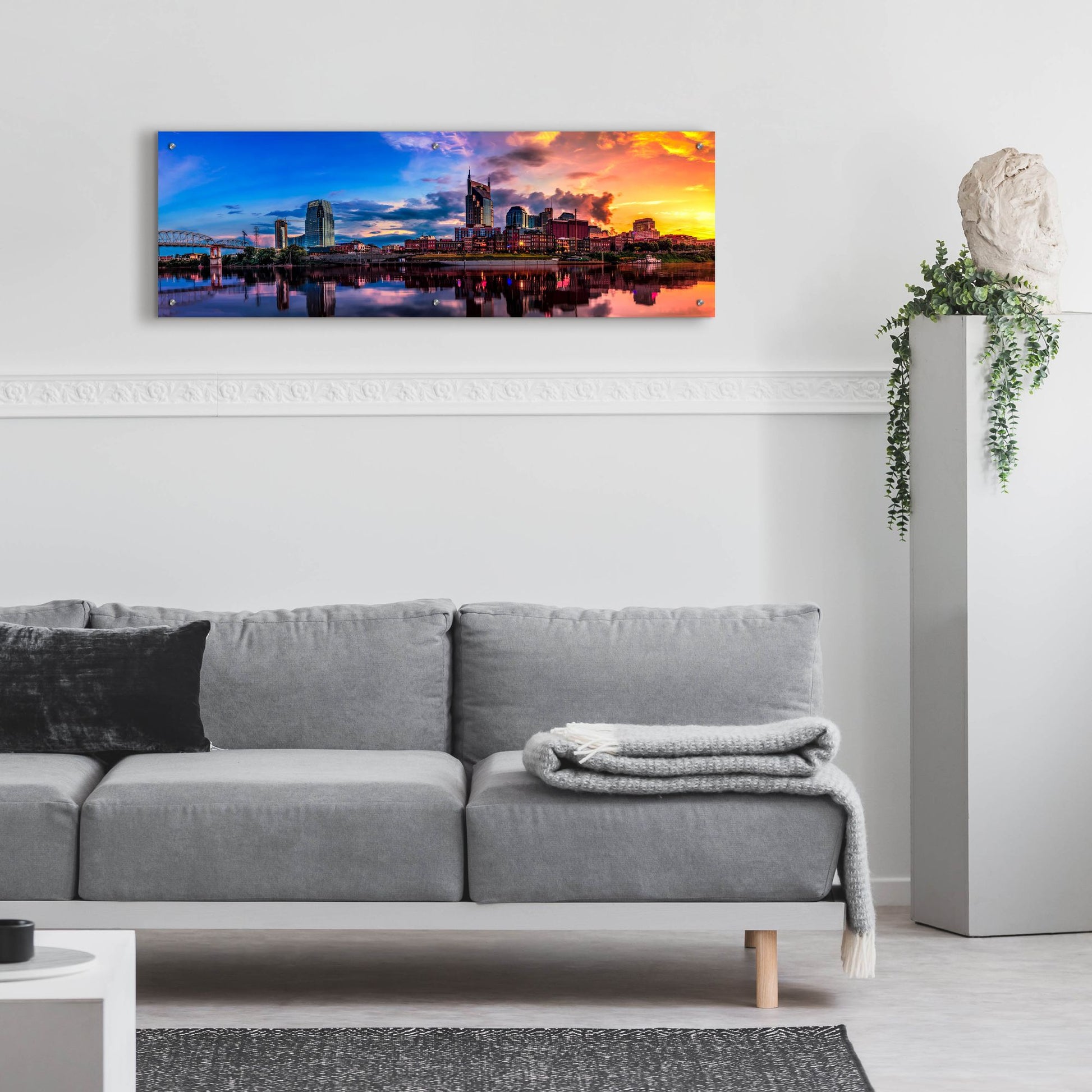 Epic Art 'Nashvile After The Storm' by Jonathan Ross, Acrylic Glass Wall Art,48x16