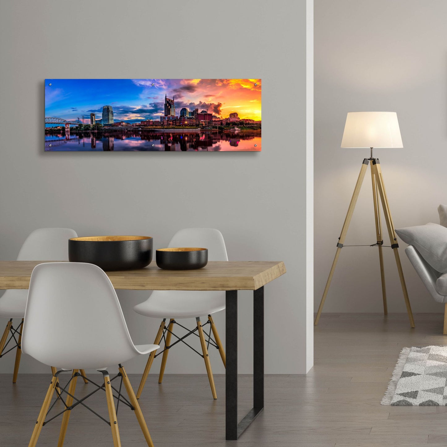 Epic Art 'Nashvile After The Storm' by Jonathan Ross, Acrylic Glass Wall Art,48x16