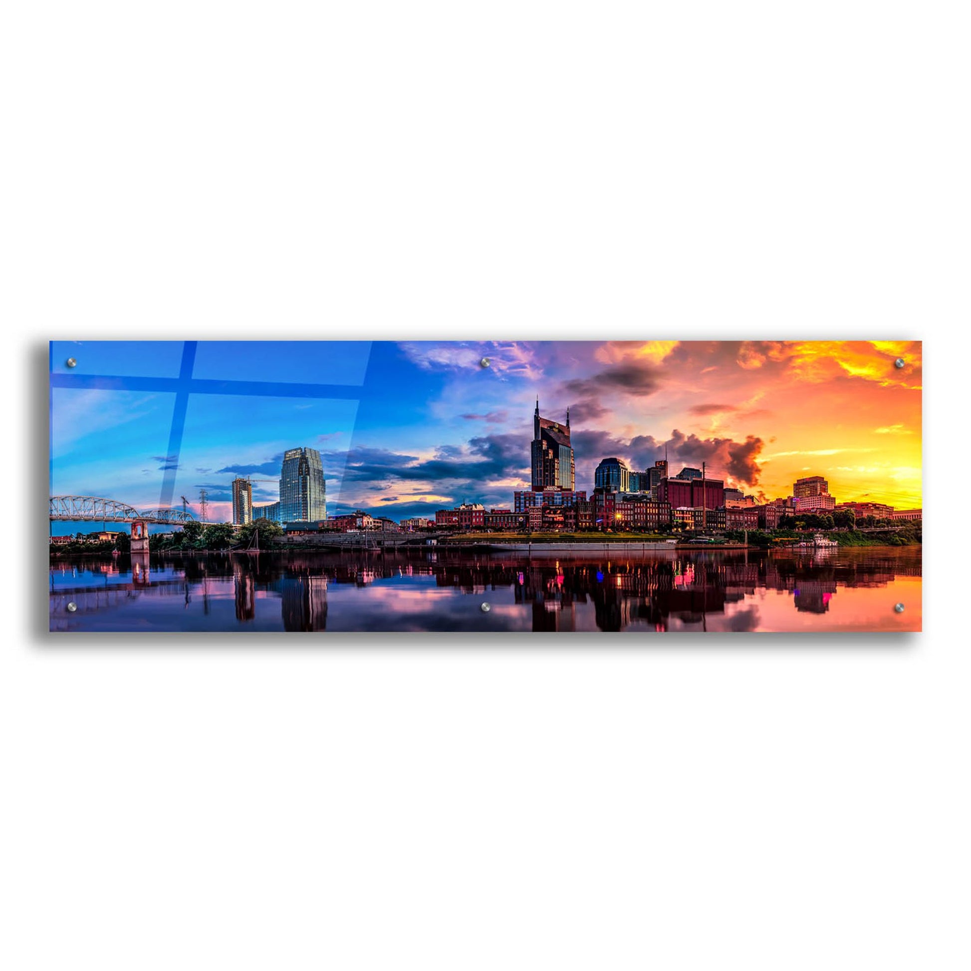 Epic Art 'Nashvile After The Storm' by Jonathan Ross, Acrylic Glass Wall Art,48x16