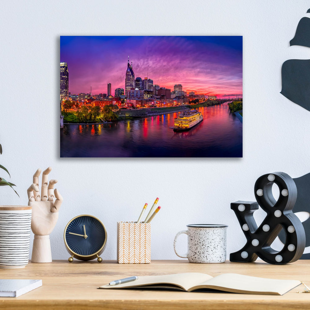 Epic Art 'Nashvile Glow' by Jonathan Ross, Acrylic Glass Wall Art,16x12
