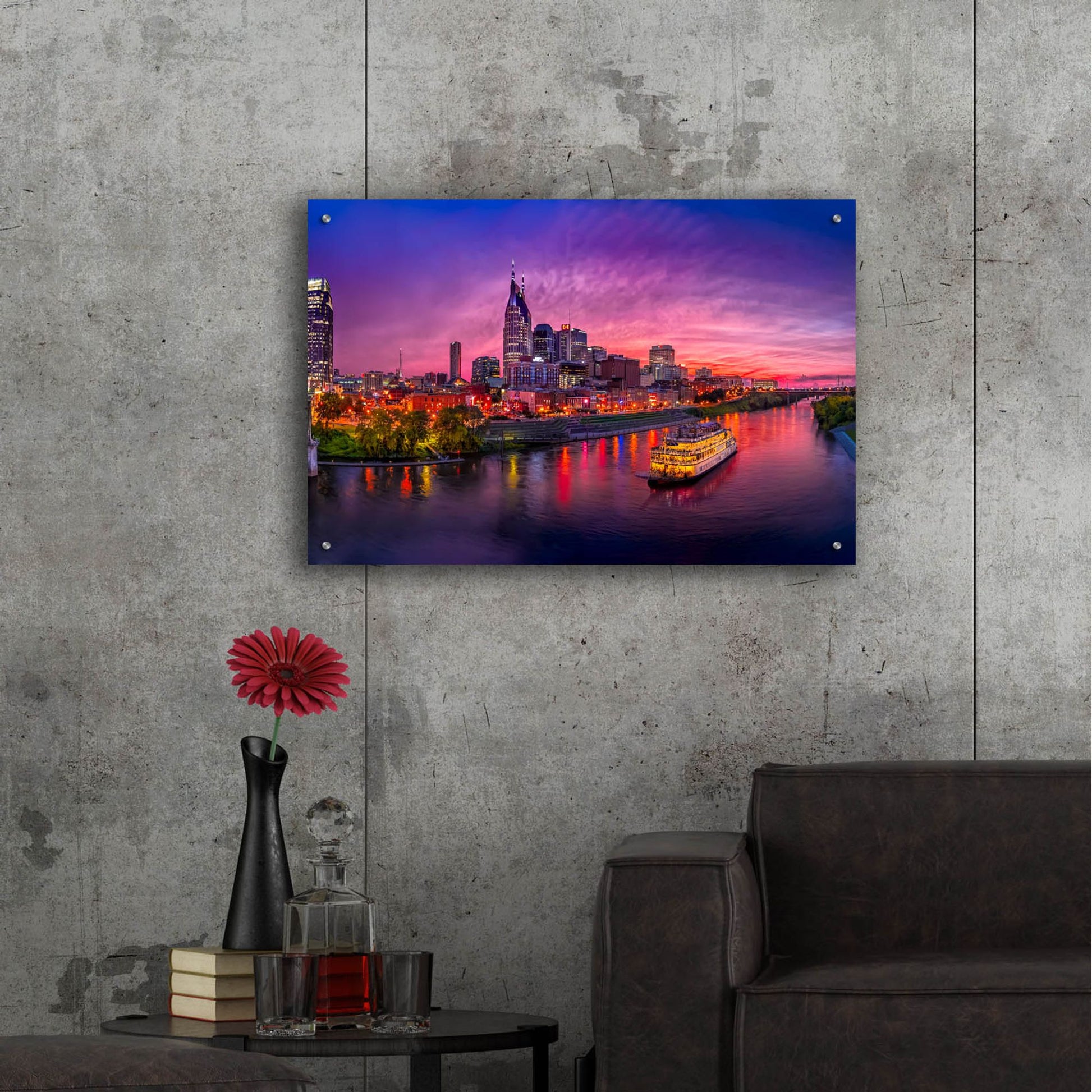 Epic Art 'Nashvile Glow' by Jonathan Ross, Acrylic Glass Wall Art,36x24