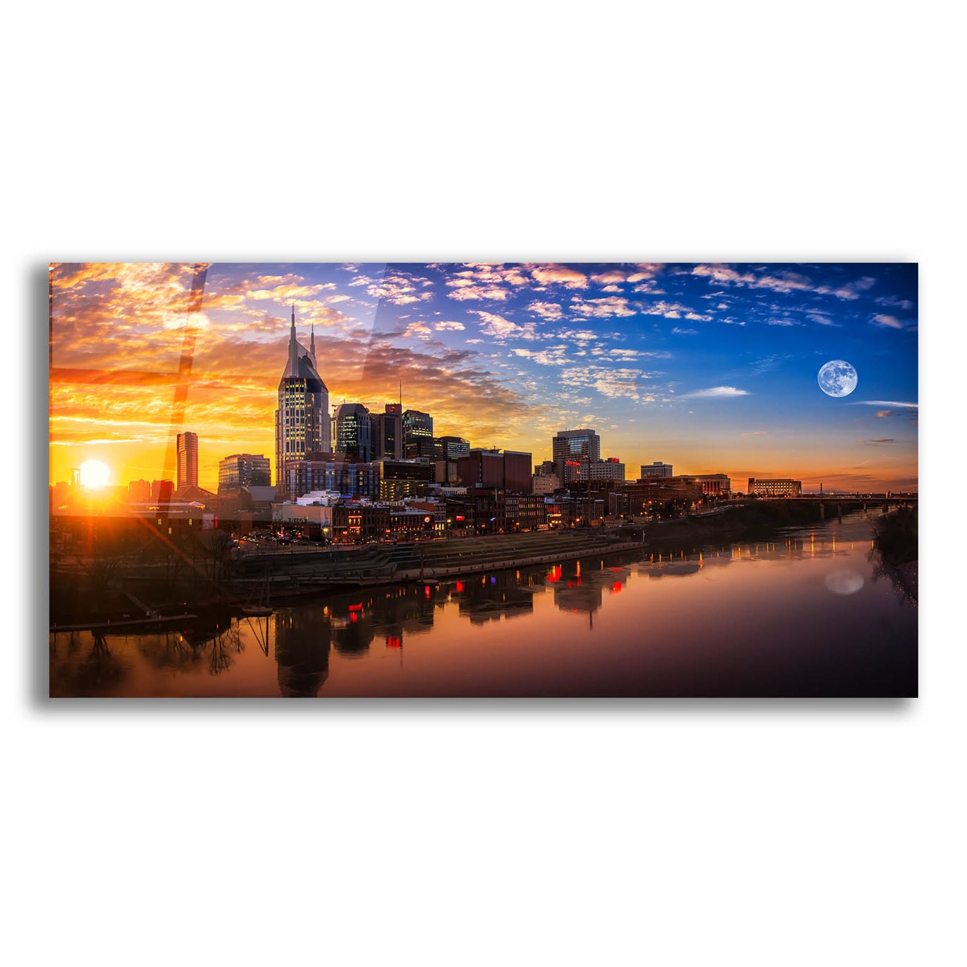 Epic Art 'Nashville Sunset' by Jonathan Ross, Acrylic Glass Wall Art,24x12