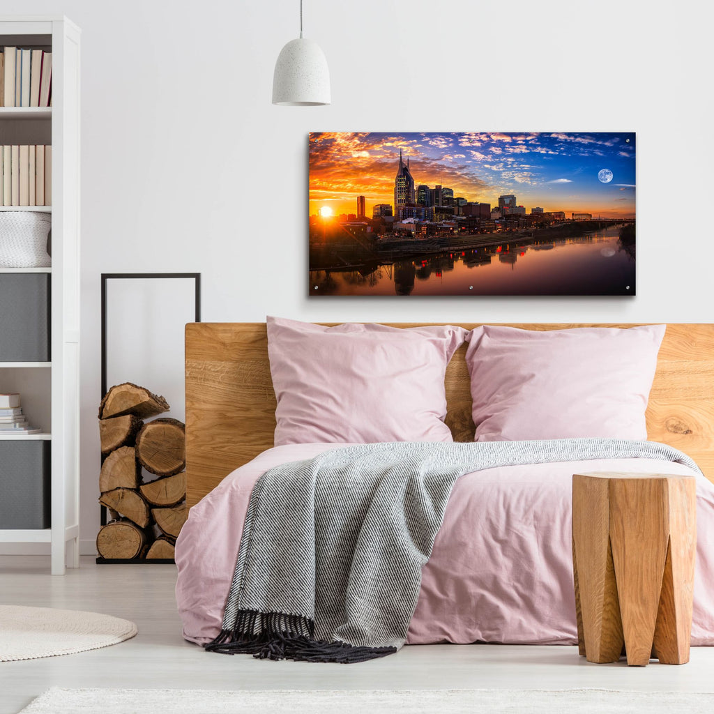 Epic Art 'Nashville Sunset' by Jonathan Ross, Acrylic Glass Wall Art,48x24