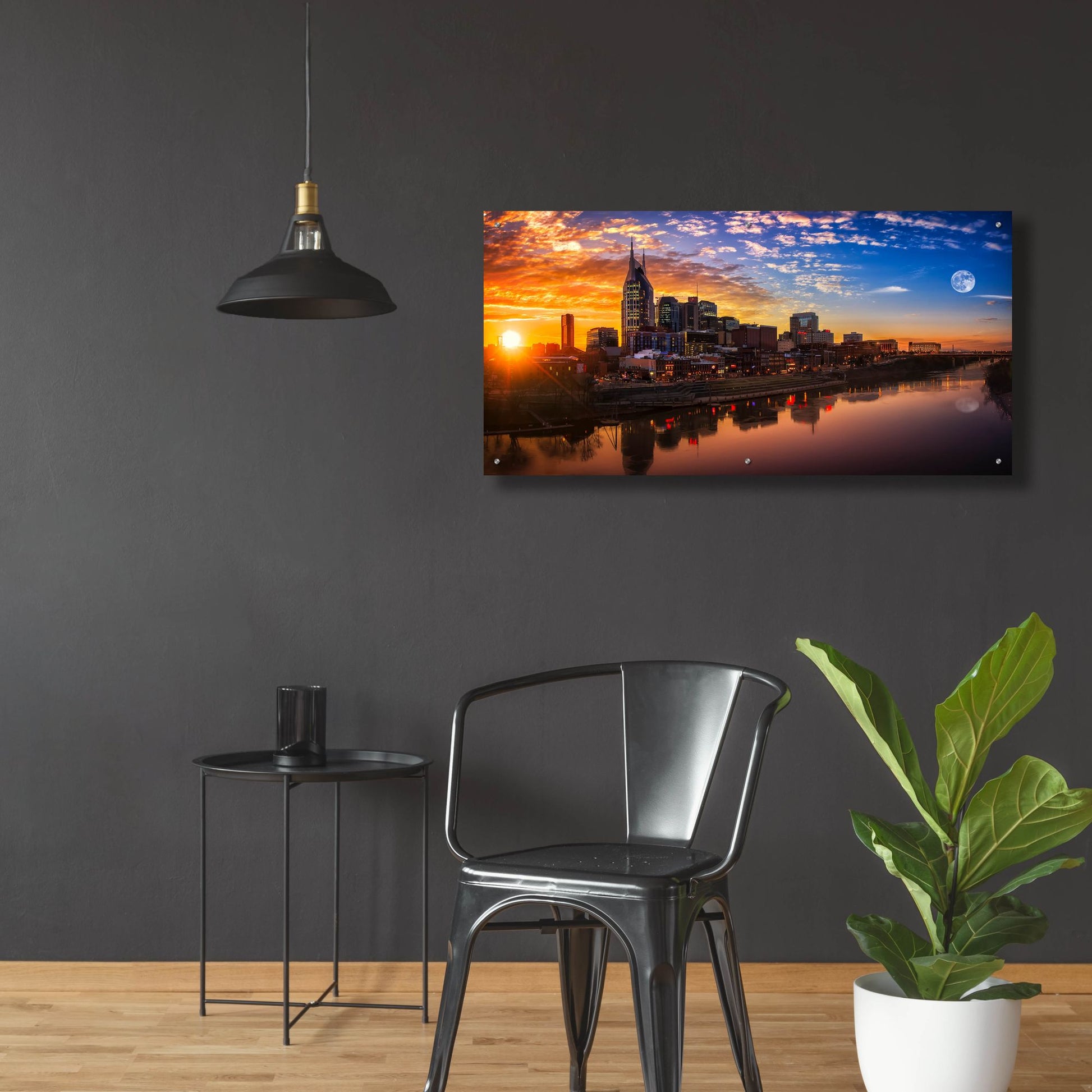 Epic Art 'Nashville Sunset' by Jonathan Ross, Acrylic Glass Wall Art,48x24