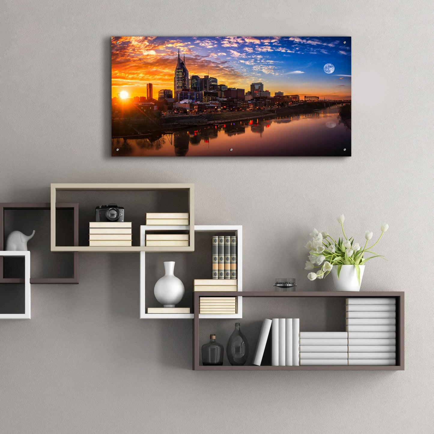 Epic Art 'Nashville Sunset' by Jonathan Ross, Acrylic Glass Wall Art,48x24