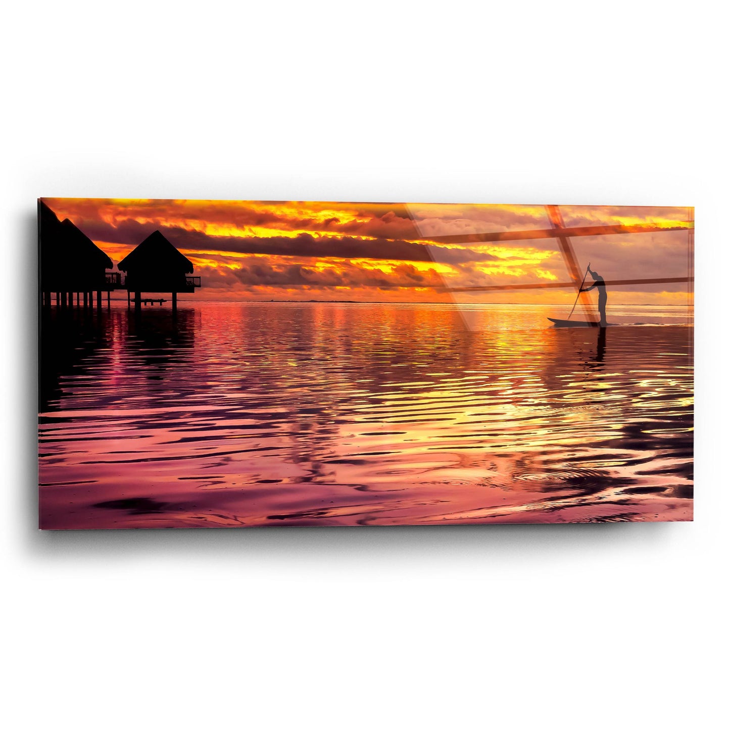 Epic Art 'Paddling Into The Sunset' by Jonathan Ross, Acrylic Glass Wall Art,24x12