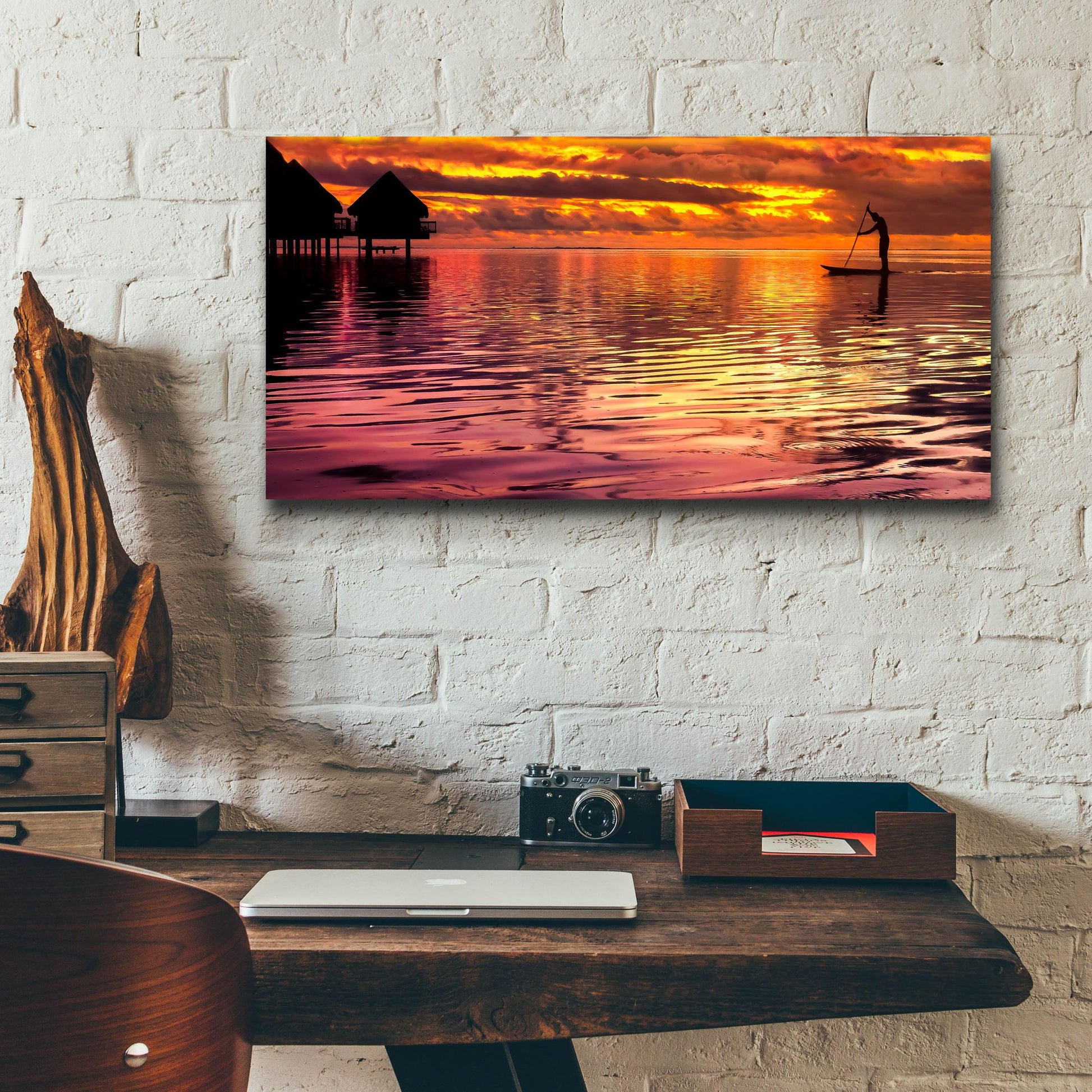 Epic Art 'Paddling Into The Sunset' by Jonathan Ross, Acrylic Glass Wall Art,24x12