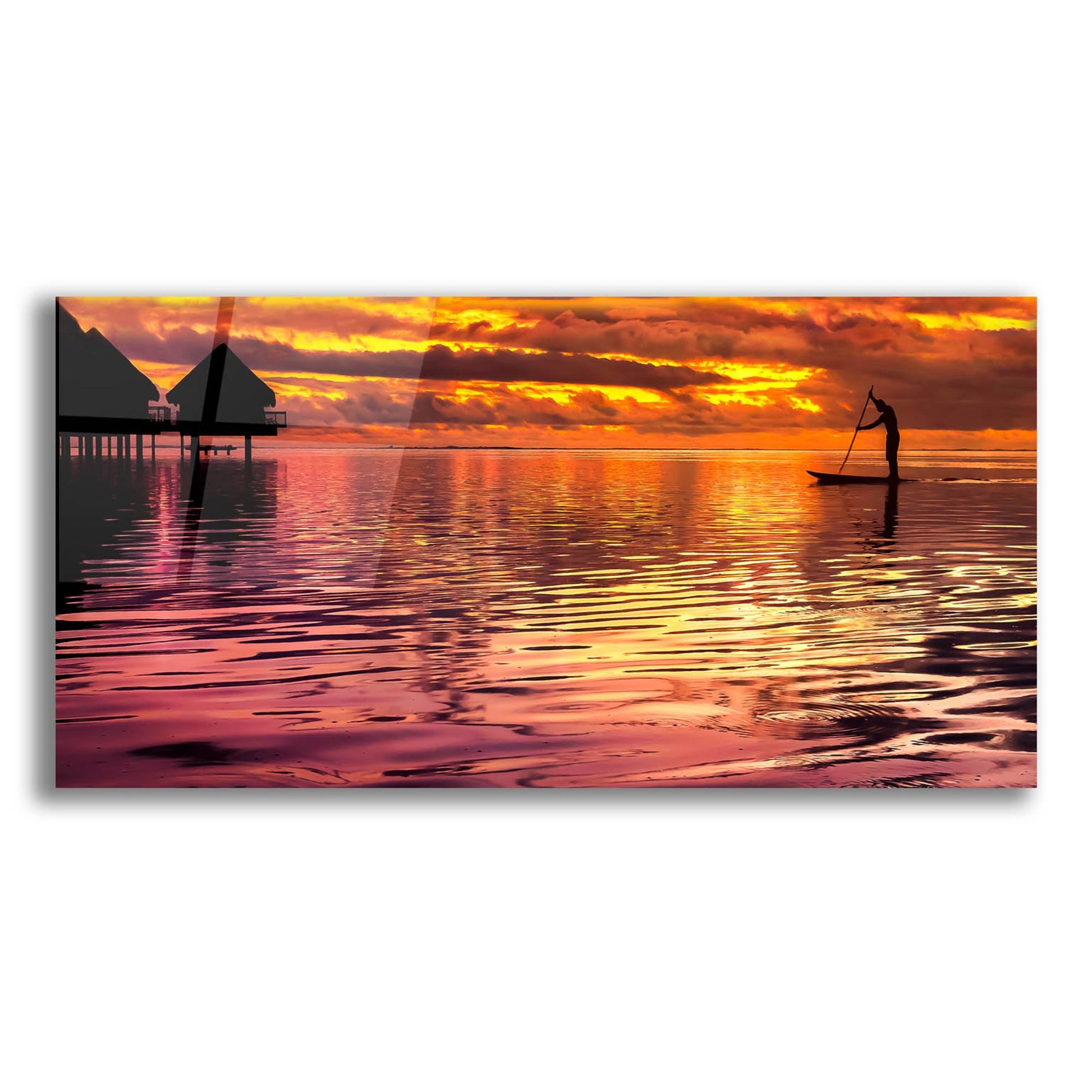 Epic Art 'Paddling Into The Sunset' by Jonathan Ross, Acrylic Glass Wall Art,24x12