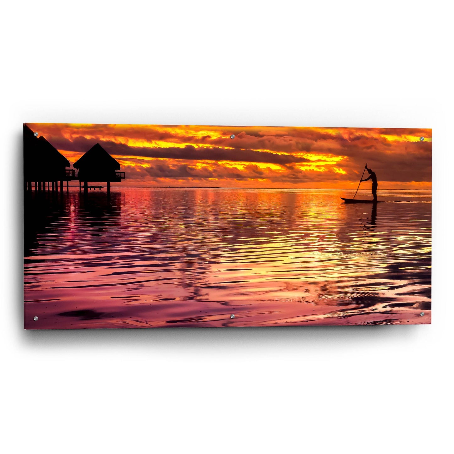 Epic Art 'Paddling Into The Sunset' by Jonathan Ross, Acrylic Glass Wall Art,48x24