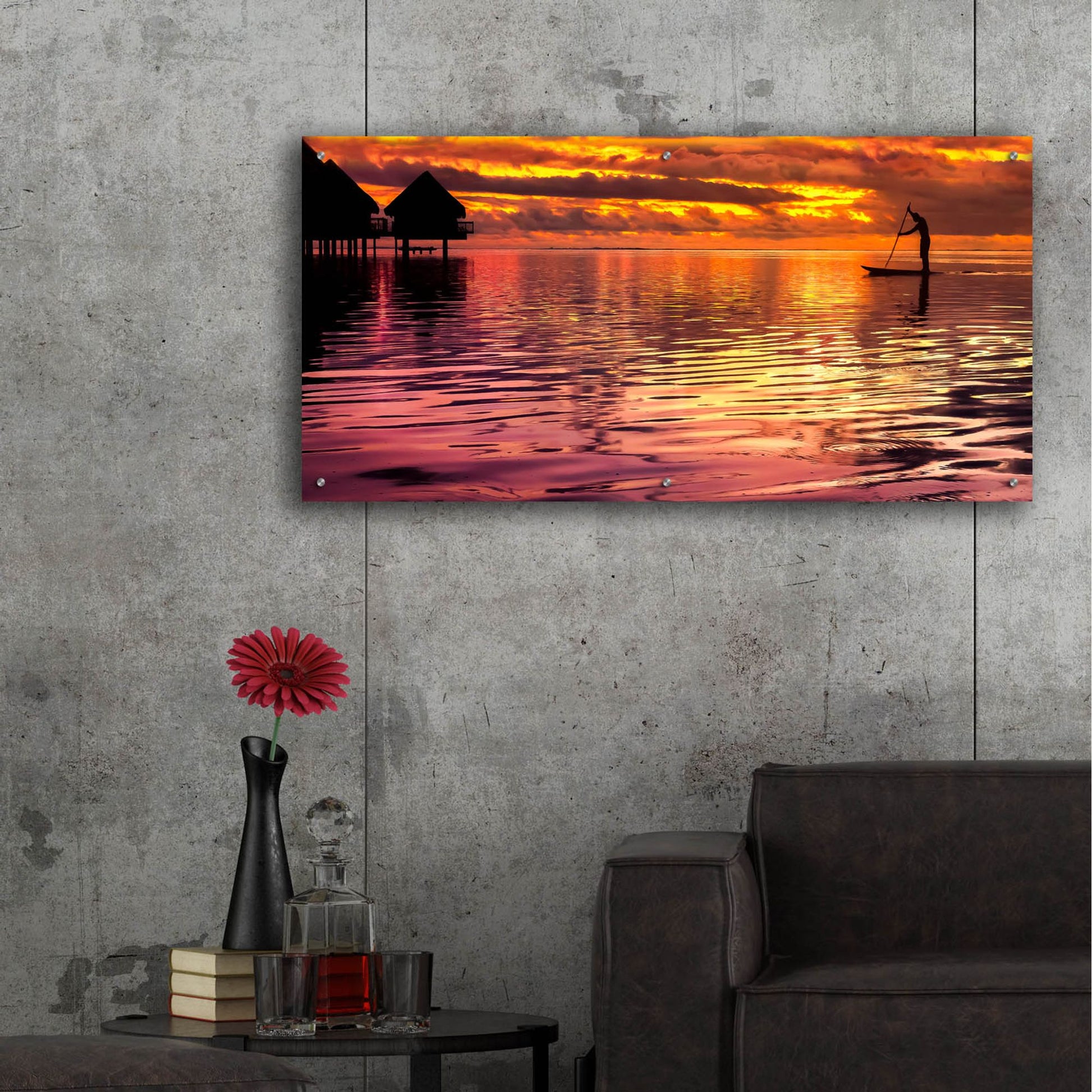 Epic Art 'Paddling Into The Sunset' by Jonathan Ross, Acrylic Glass Wall Art,48x24