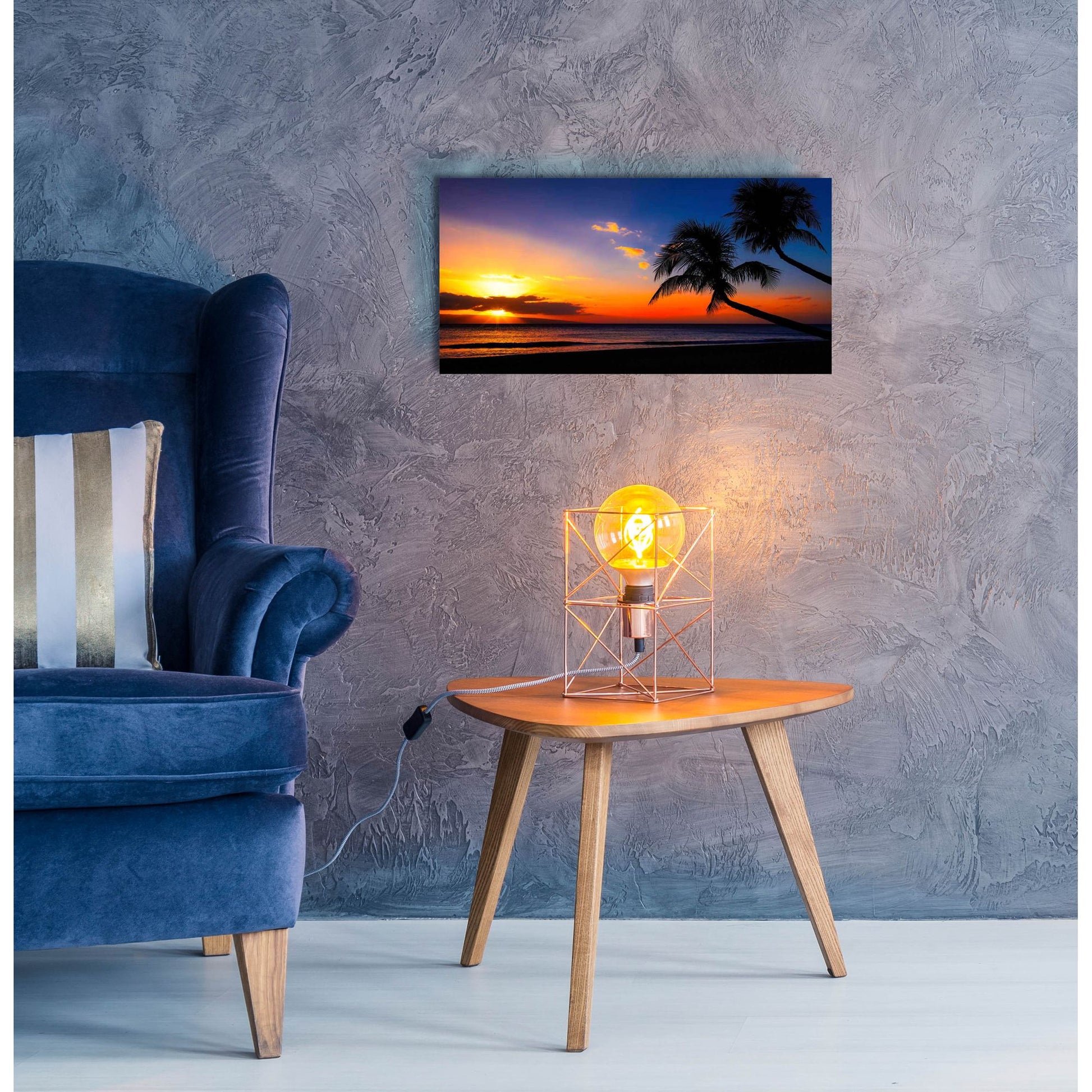 Epic Art 'Palm Trees Sunset' by Jonathan Ross, Acrylic Glass Wall Art,24x12