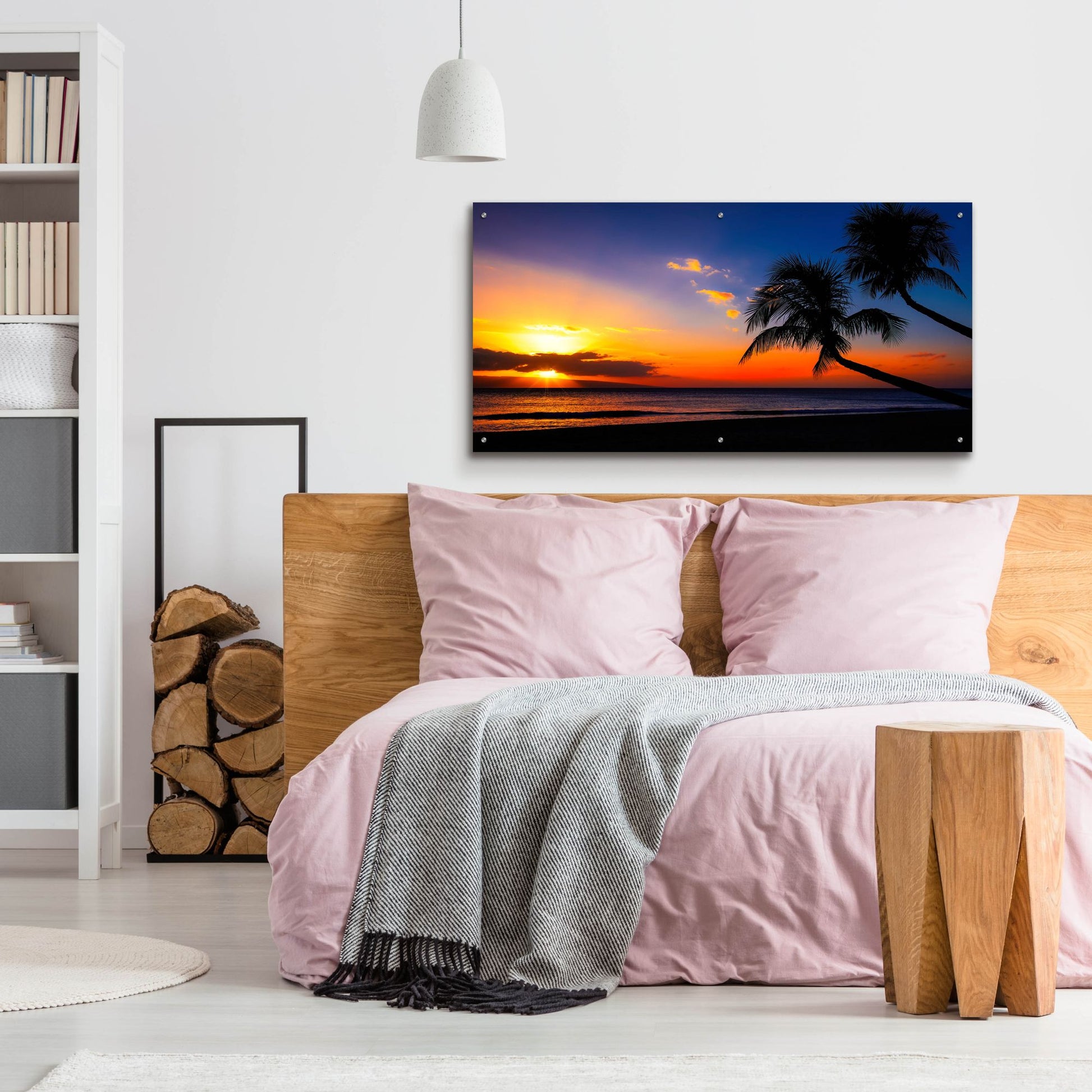 Epic Art 'Palm Trees Sunset' by Jonathan Ross, Acrylic Glass Wall Art,48x24