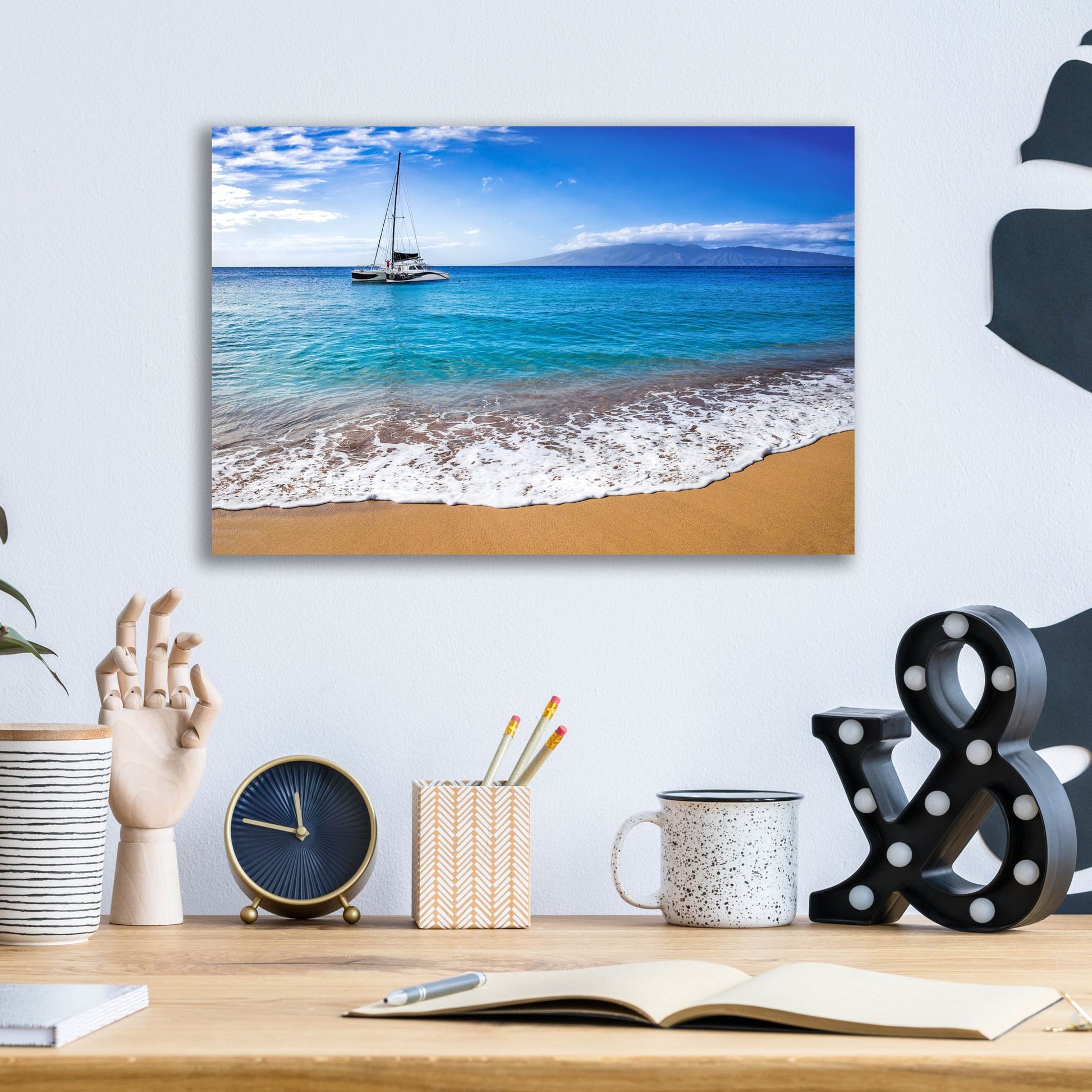 Epic Art 'Sailing Near Maui' by Jonathan Ross, Acrylic Glass Wall Art,16x12