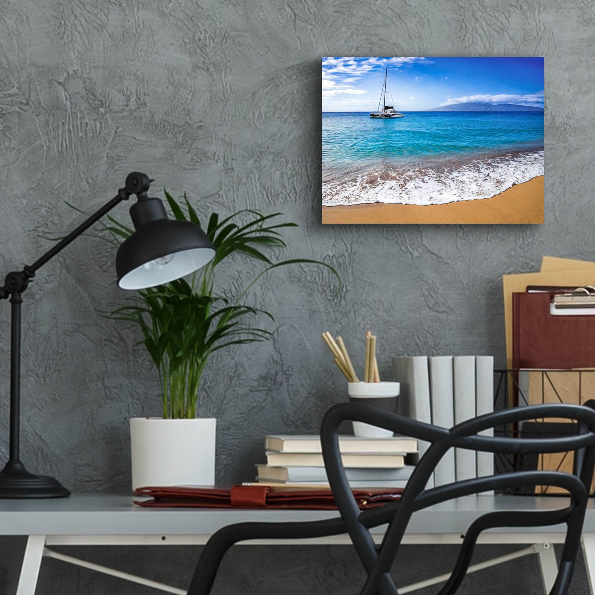 Epic Art 'Sailing Near Maui' by Jonathan Ross, Acrylic Glass Wall Art,16x12
