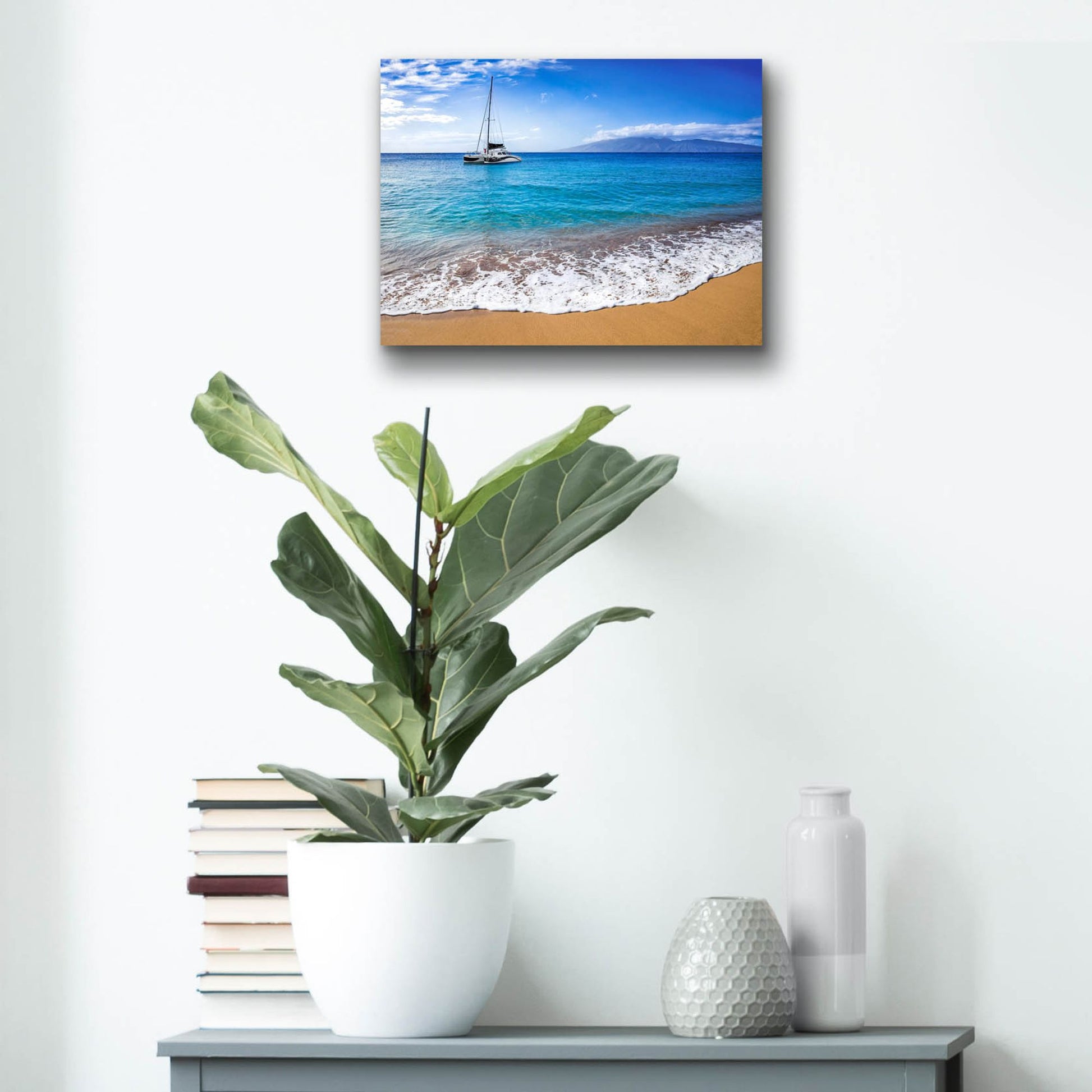 Epic Art 'Sailing Near Maui' by Jonathan Ross, Acrylic Glass Wall Art,16x12