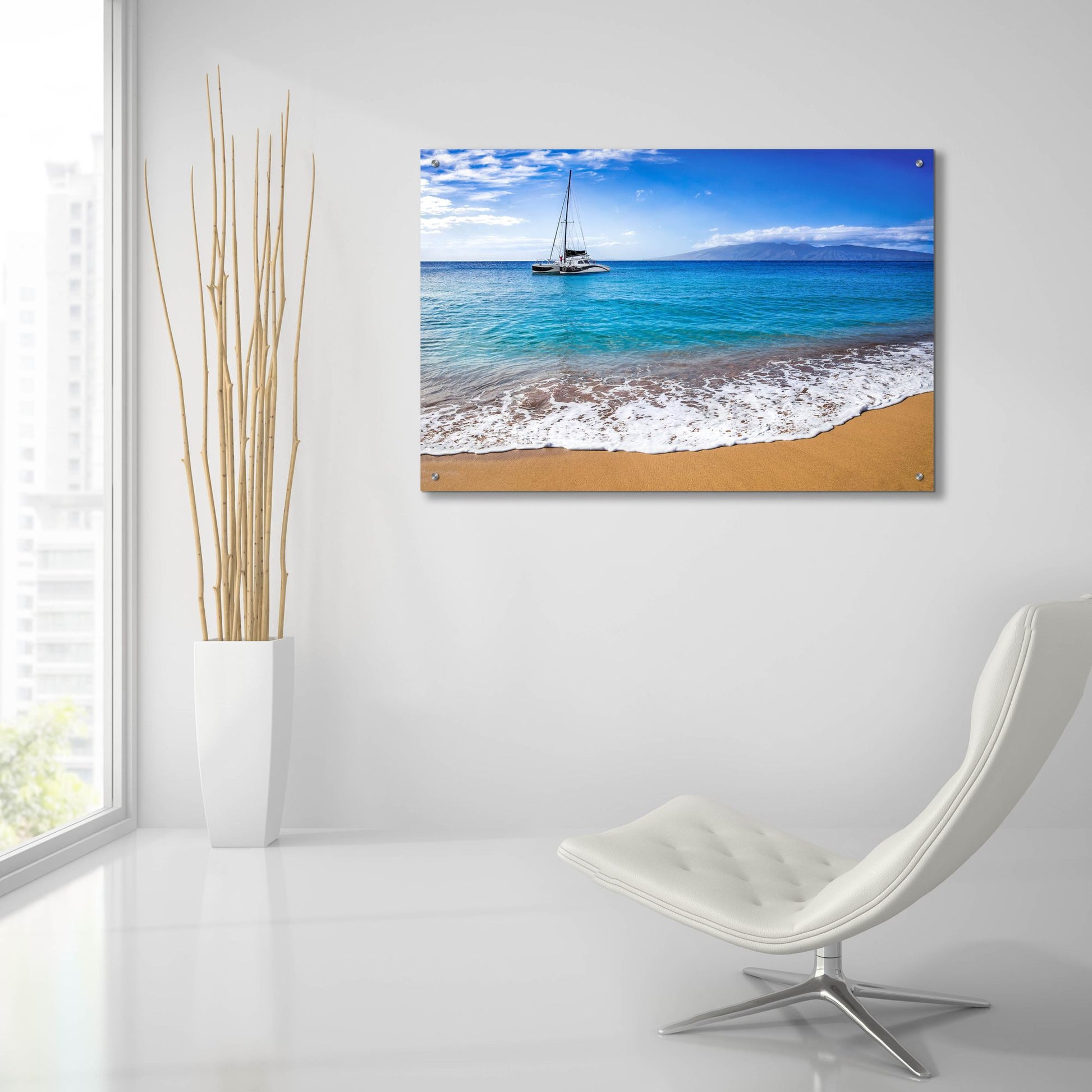 Epic Art 'Sailing Near Maui' by Jonathan Ross, Acrylic Glass Wall Art,36x24