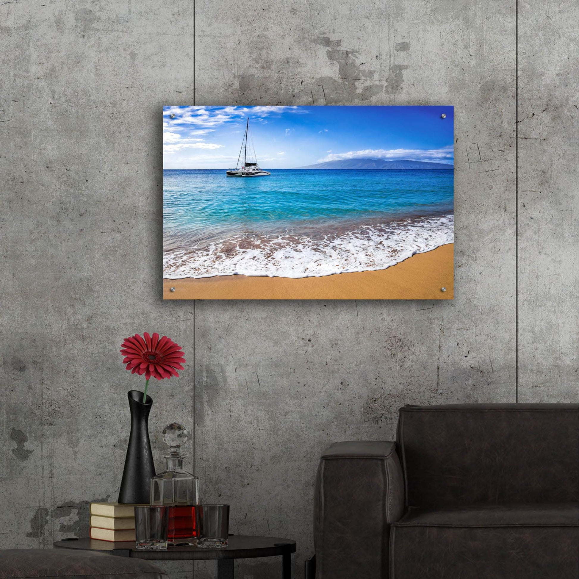 Epic Art 'Sailing Near Maui' by Jonathan Ross, Acrylic Glass Wall Art,36x24
