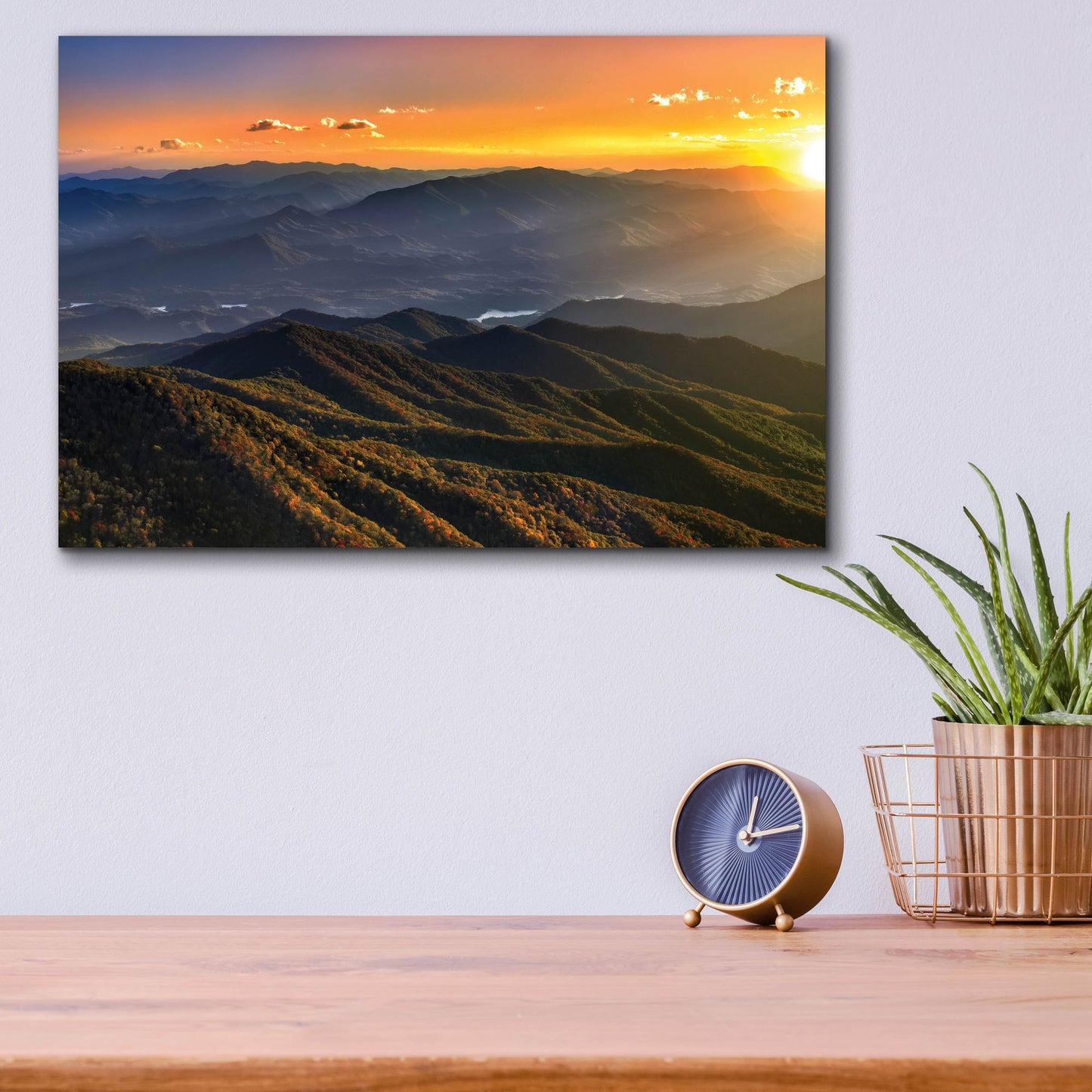 Epic Art 'Smoky Mountains Sunset' by Jonathan Ross, Acrylic Glass Wall Art,16x12