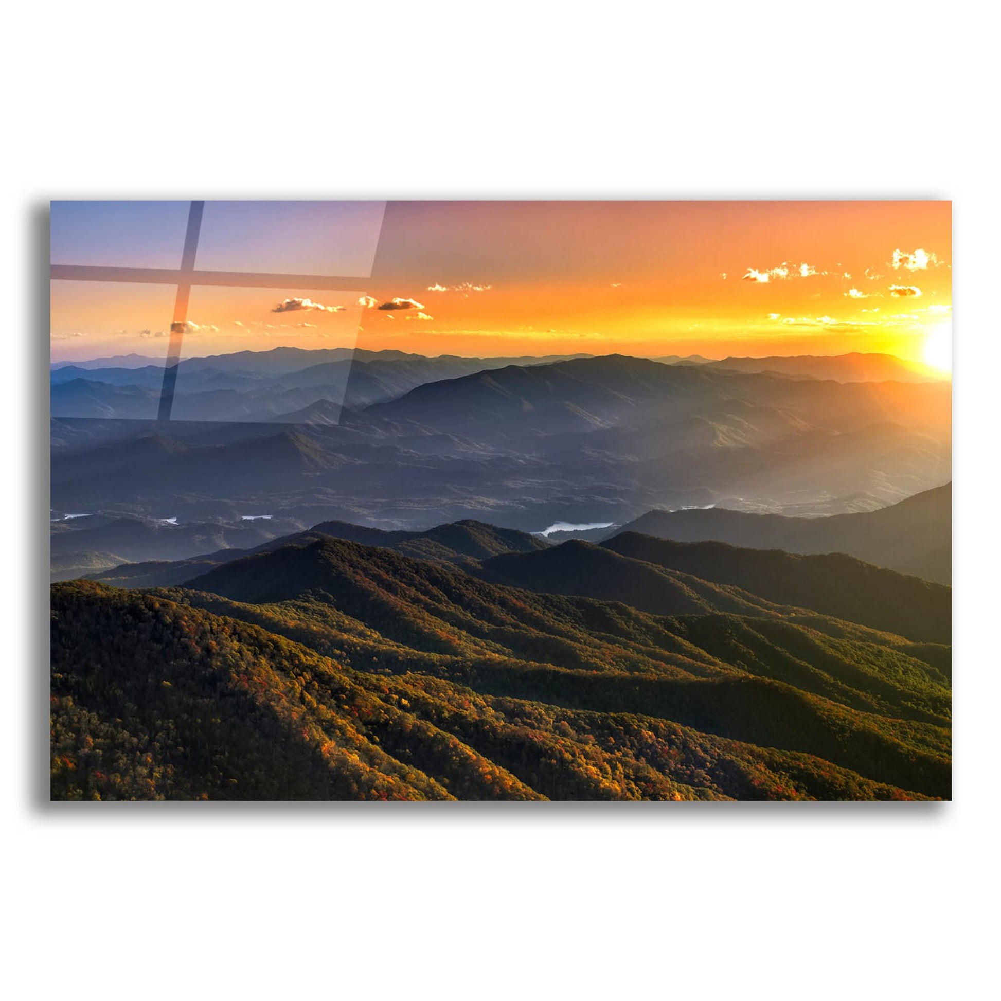 Epic Art 'Smoky Mountains Sunset' by Jonathan Ross, Acrylic Glass Wall Art,16x12