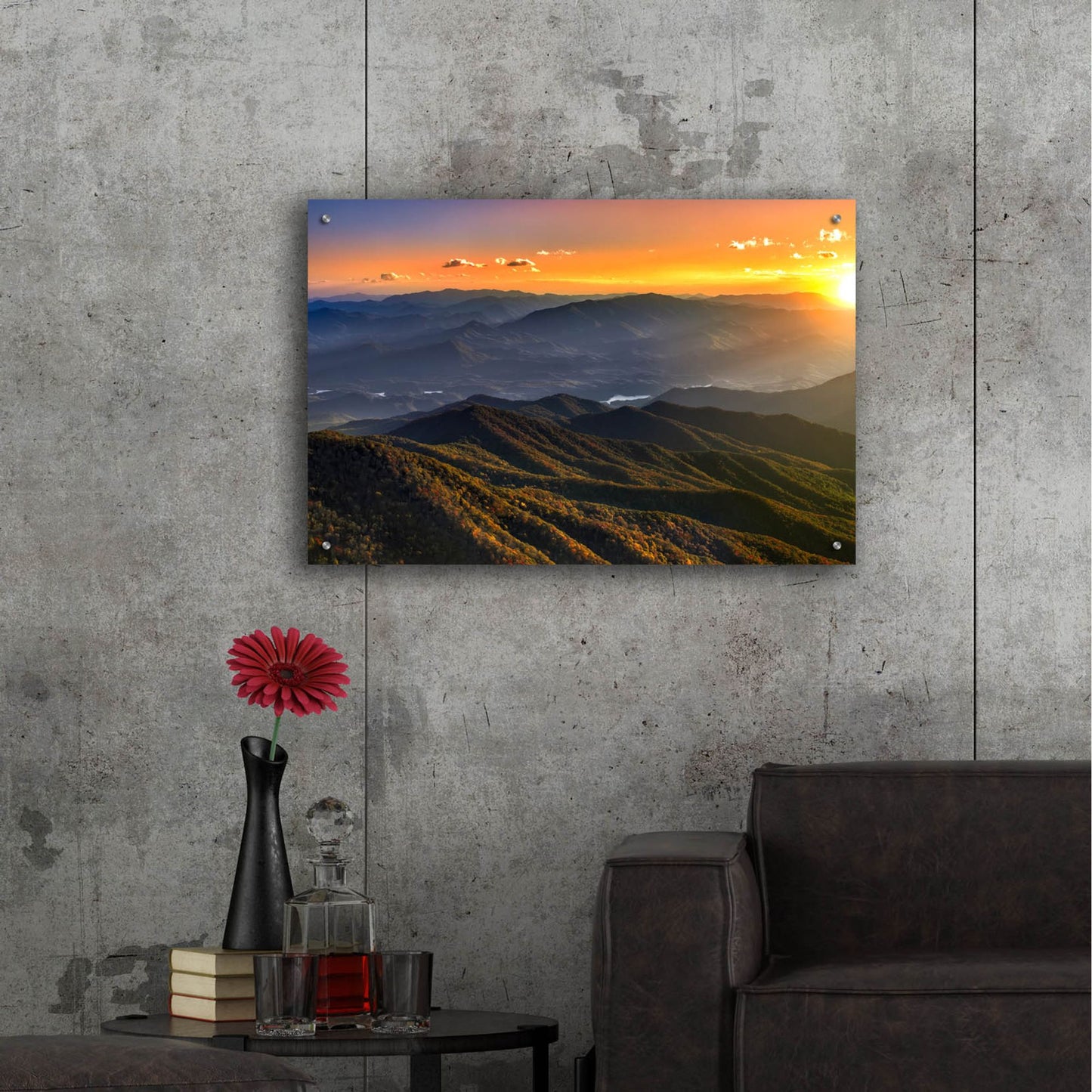 Epic Art 'Smoky Mountains Sunset' by Jonathan Ross, Acrylic Glass Wall Art,36x24