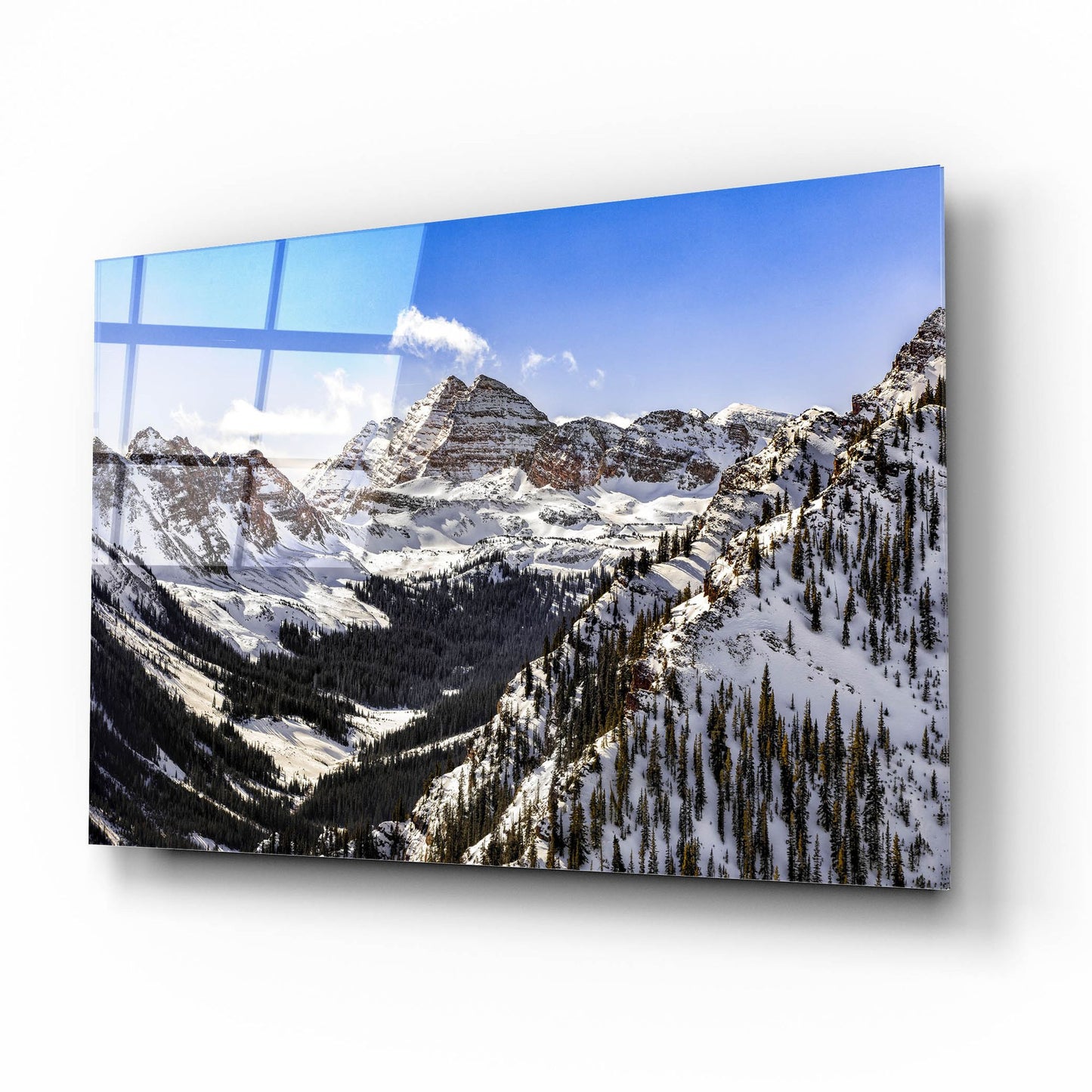 Epic Art 'Snow Covered Maroon Bells' by Jonathan Ross, Acrylic Glass Wall Art,16x12