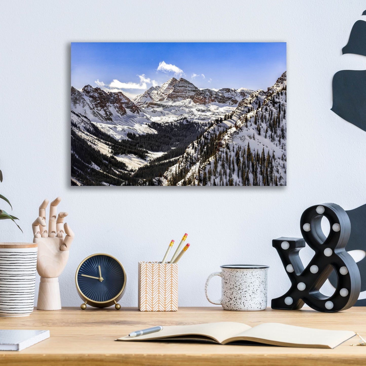 Epic Art 'Snow Covered Maroon Bells' by Jonathan Ross, Acrylic Glass Wall Art,16x12