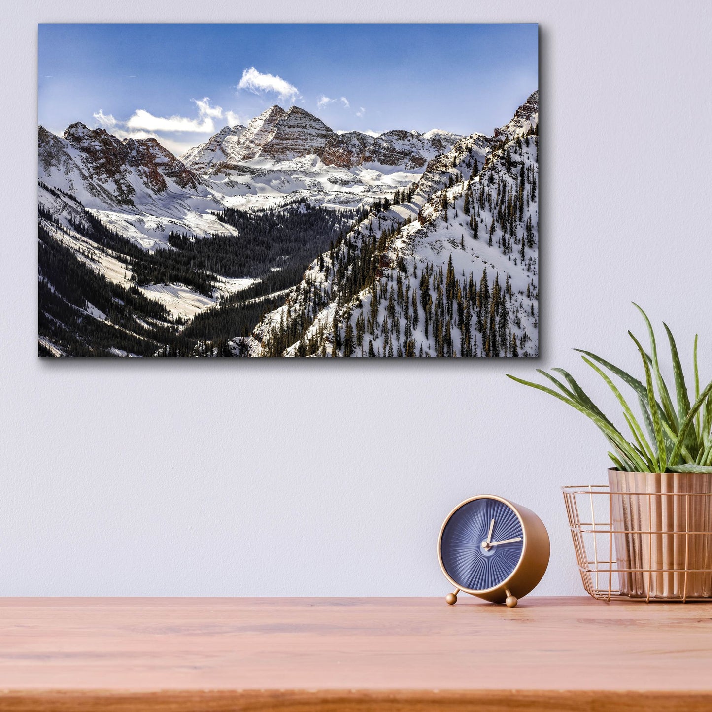 Epic Art 'Snow Covered Maroon Bells' by Jonathan Ross, Acrylic Glass Wall Art,16x12