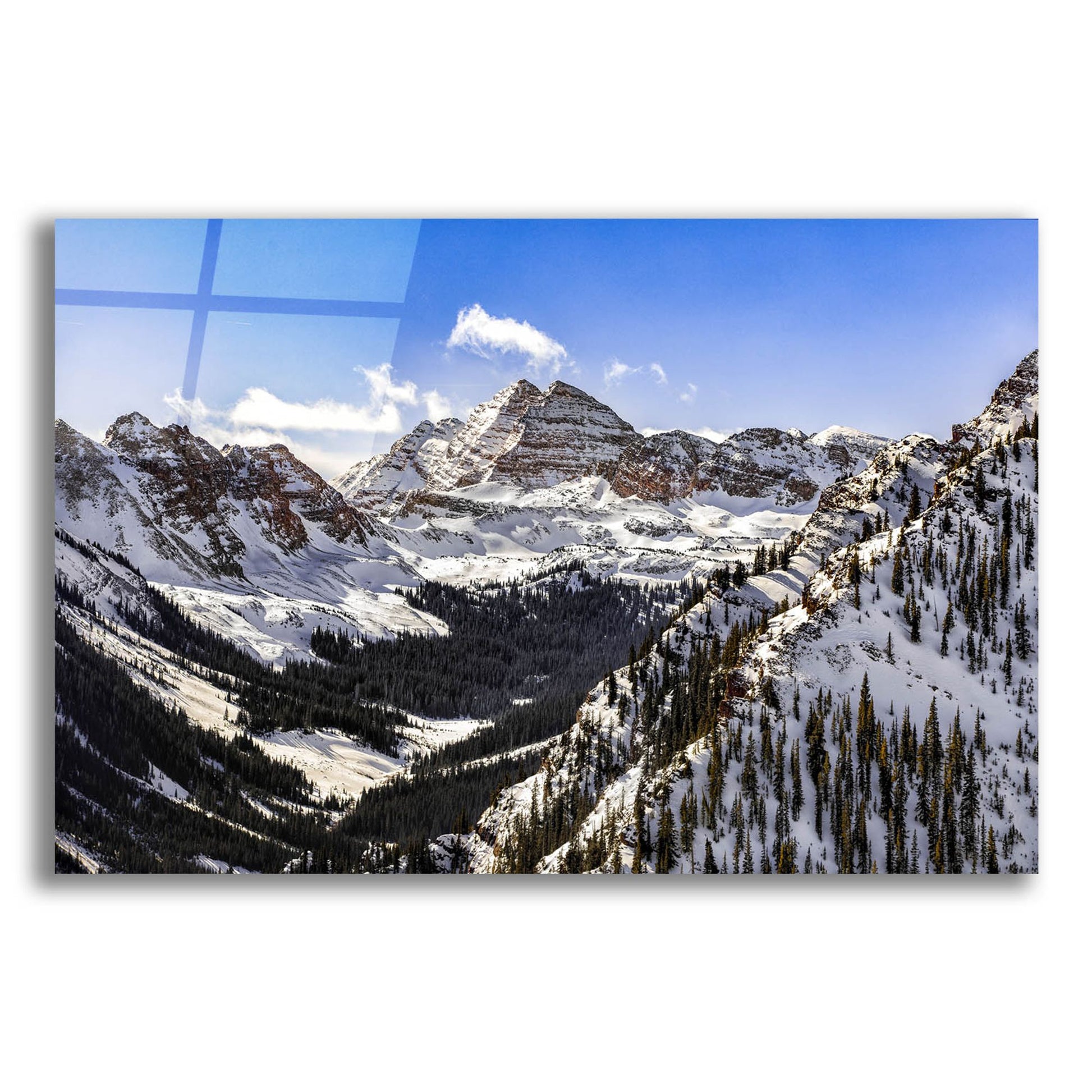 Epic Art 'Snow Covered Maroon Bells' by Jonathan Ross, Acrylic Glass Wall Art,16x12