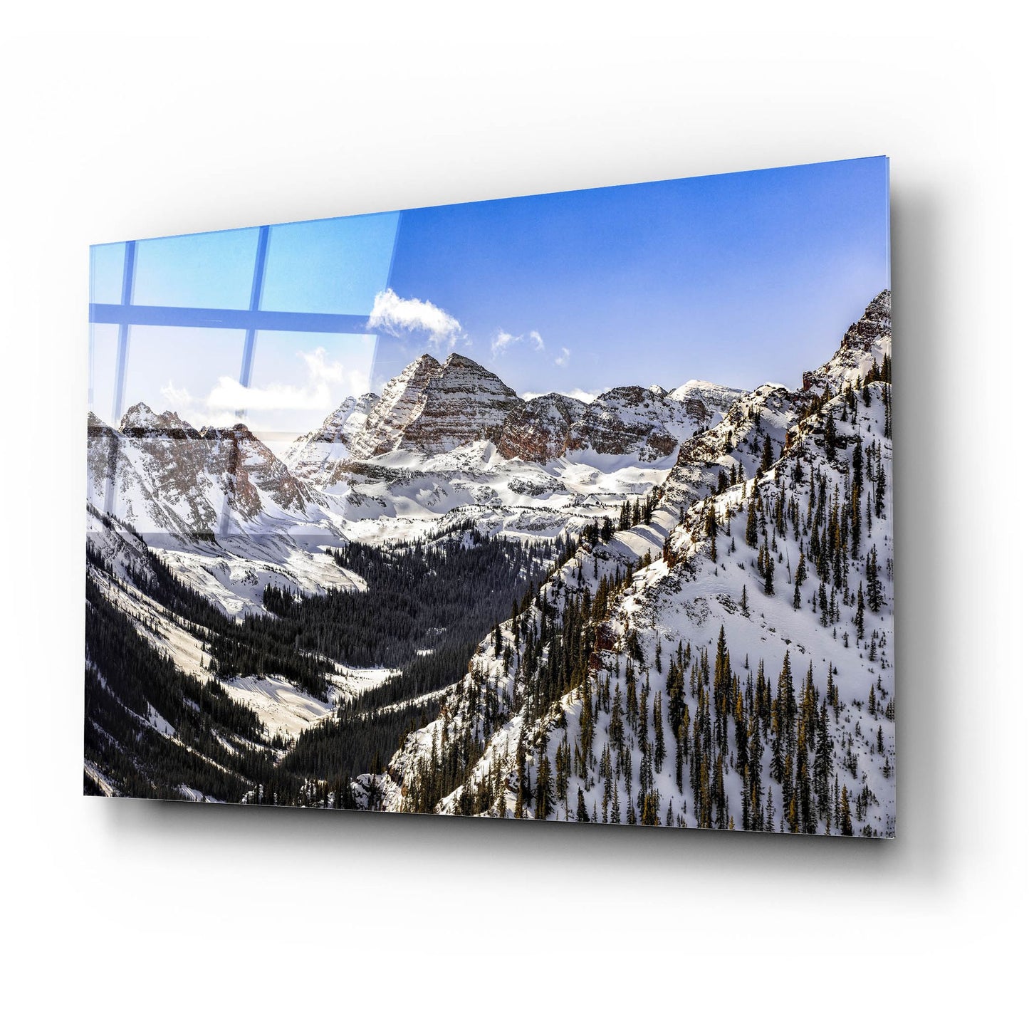 Epic Art 'Snow Covered Maroon Bells' by Jonathan Ross, Acrylic Glass Wall Art,24x16