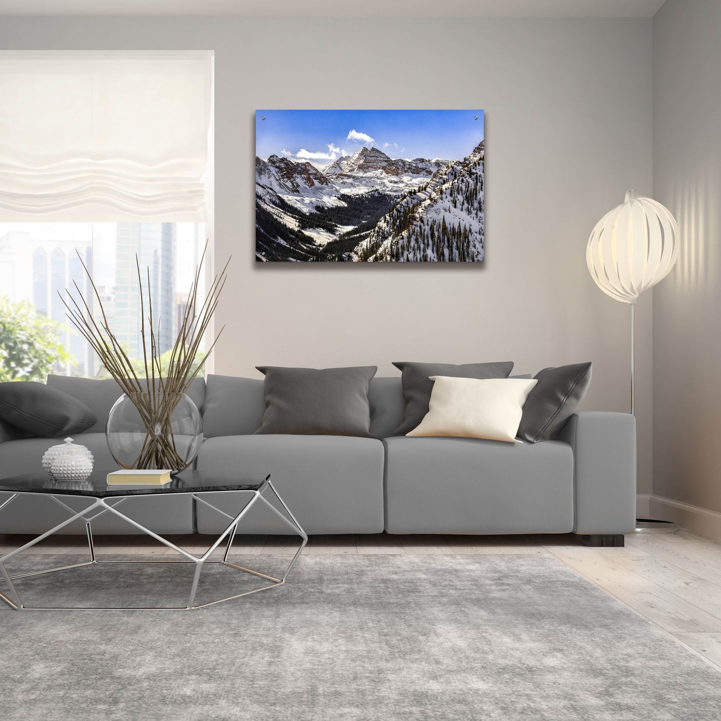 Epic Art 'Snow Covered Maroon Bells' by Jonathan Ross, Acrylic Glass Wall Art,36x24